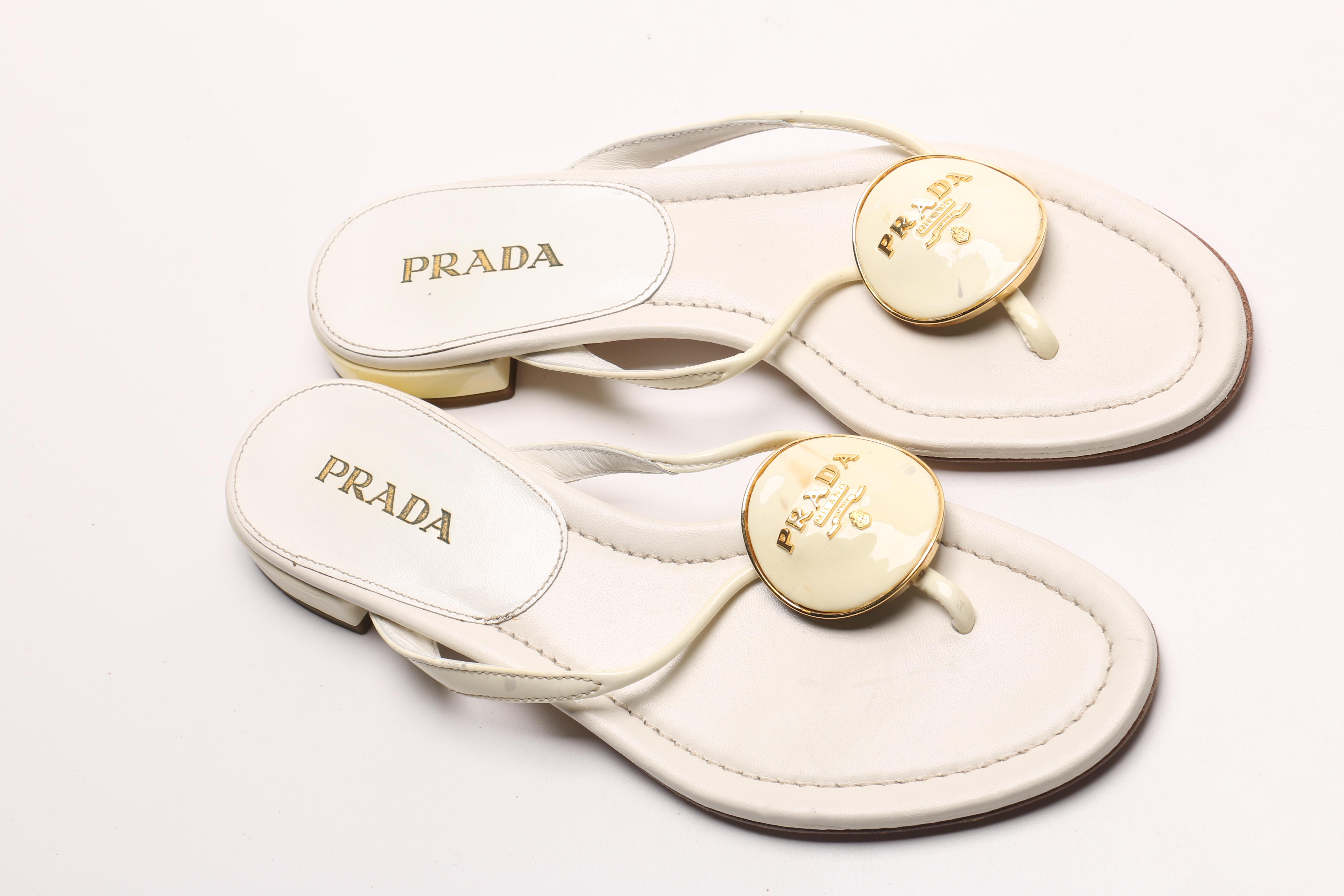 Prada Medallion Thong Sandals