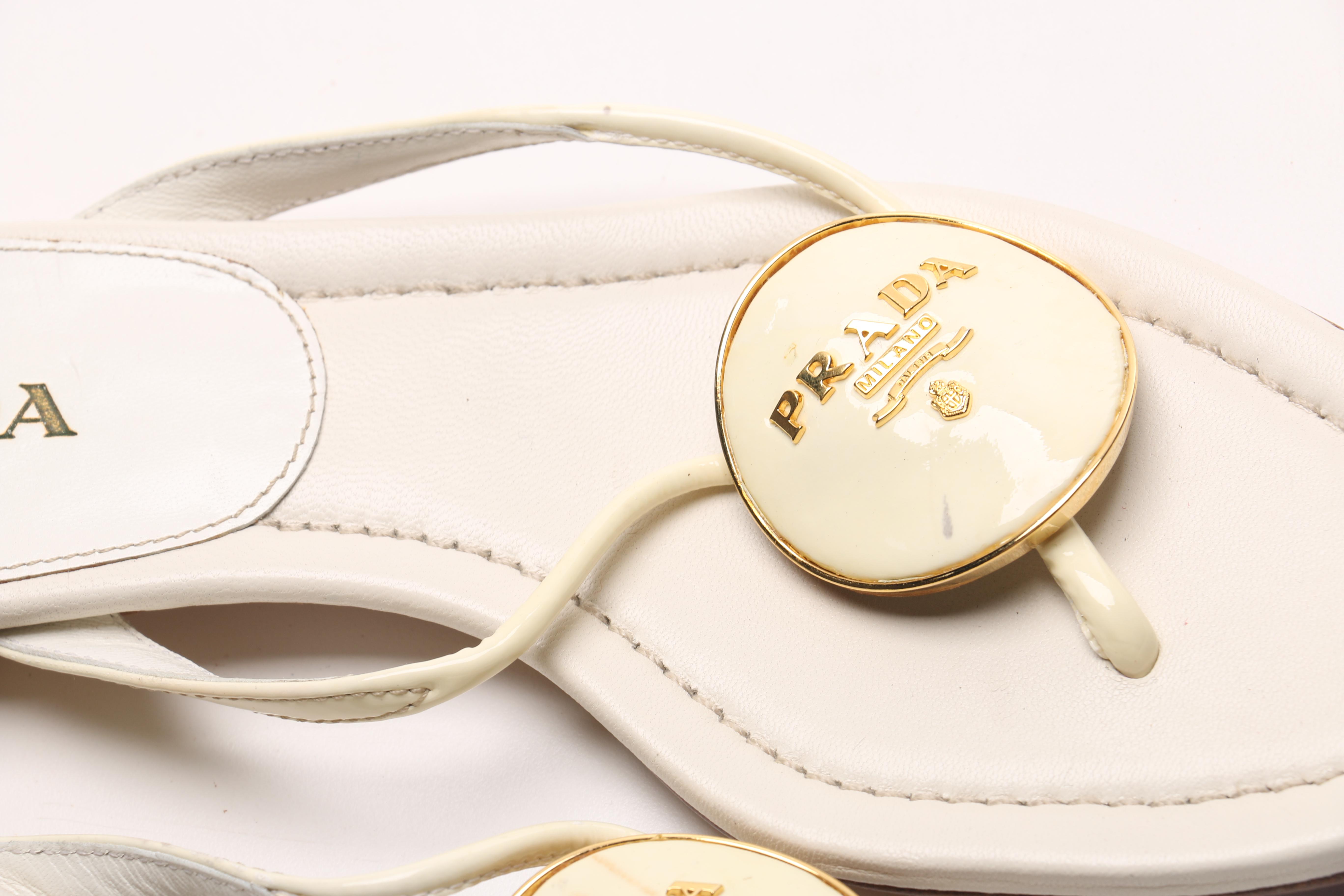 Prada Medallion Thong Sandals
