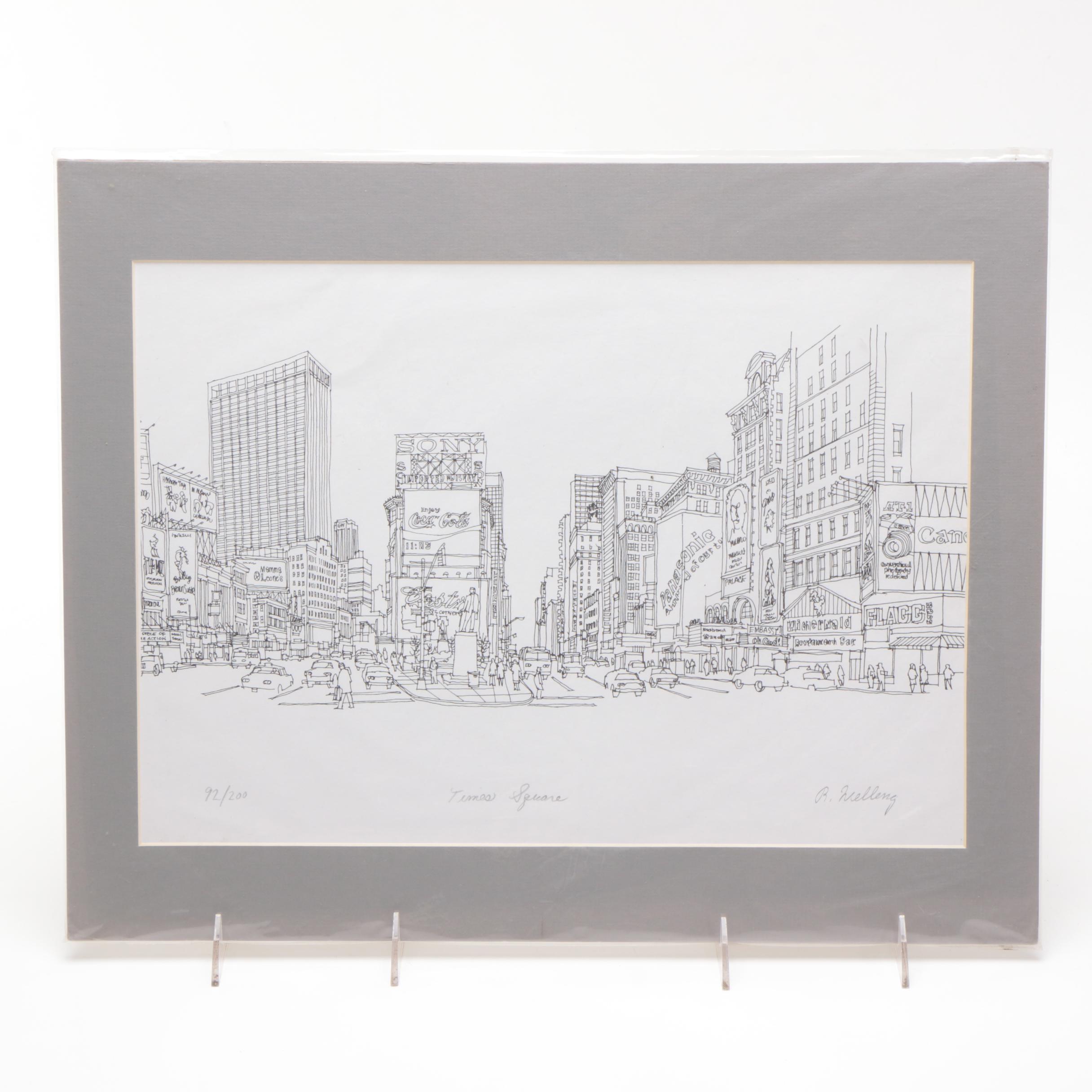 R. Welleng Limited Edition Lithograph "Times Square"