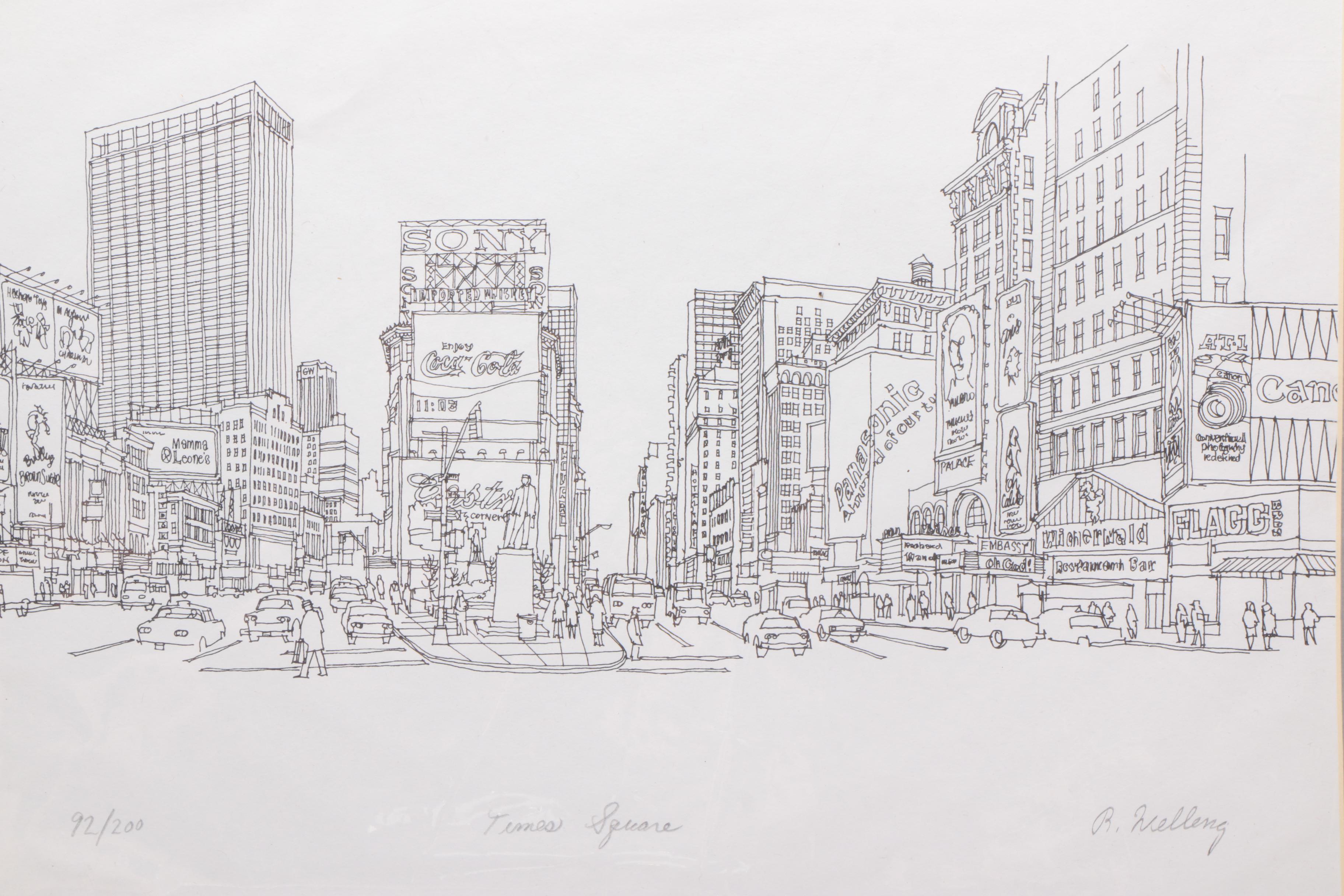 R. Welleng Limited Edition Lithograph "Times Square"