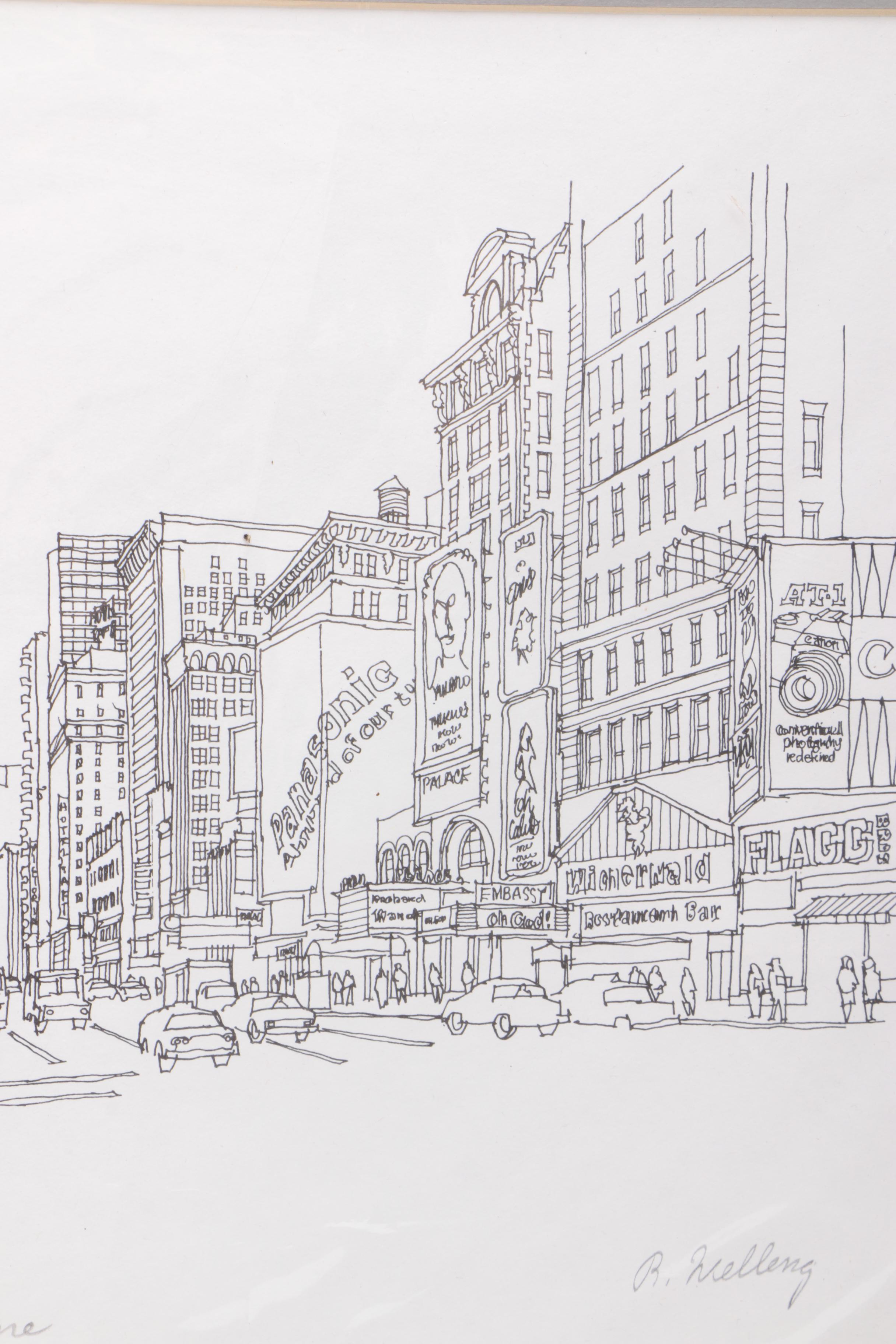 R. Welleng Limited Edition Lithograph "Times Square"