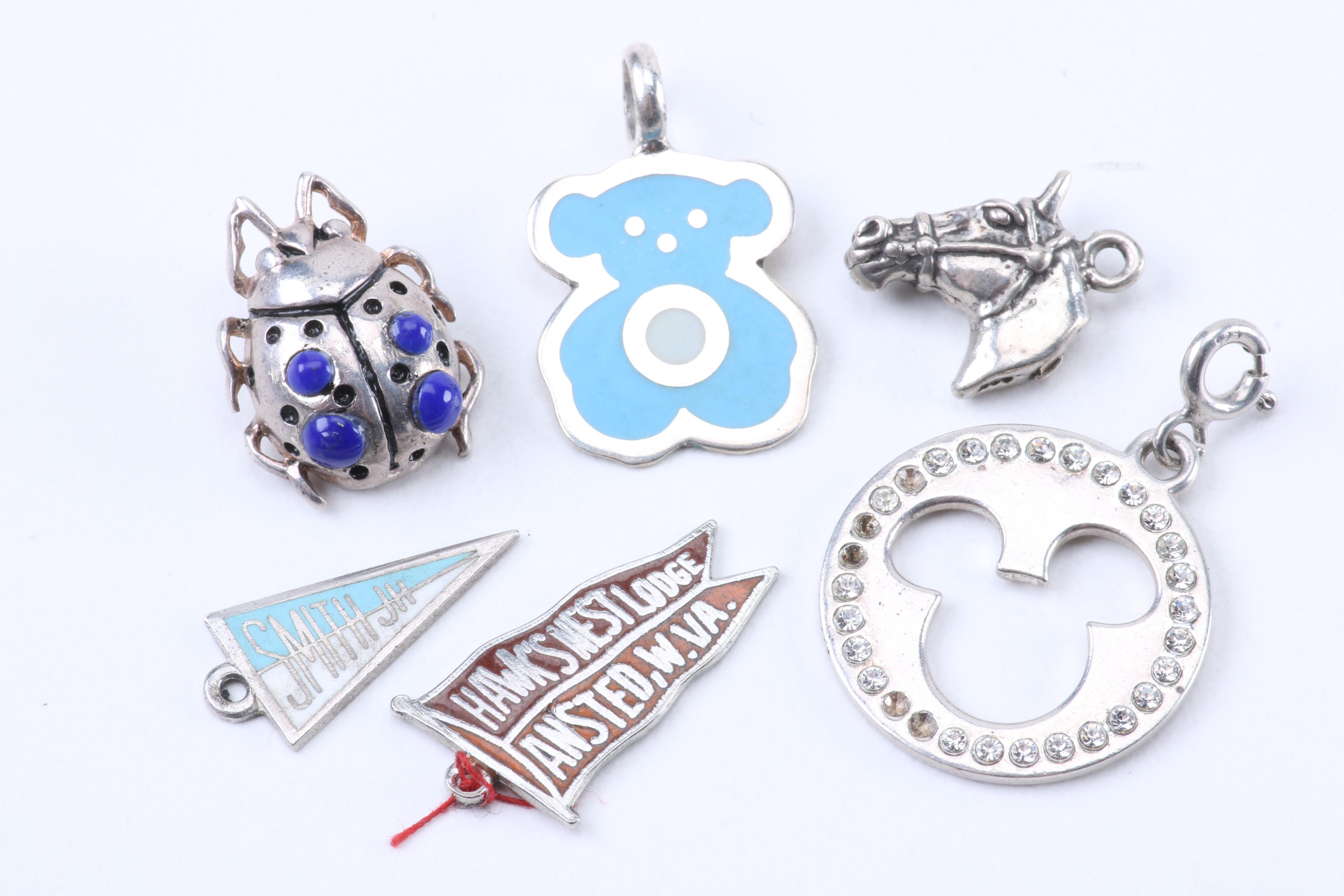 Silver Jewelry Including Puffed Heart Pendant and Abalone Butterfly Brooch