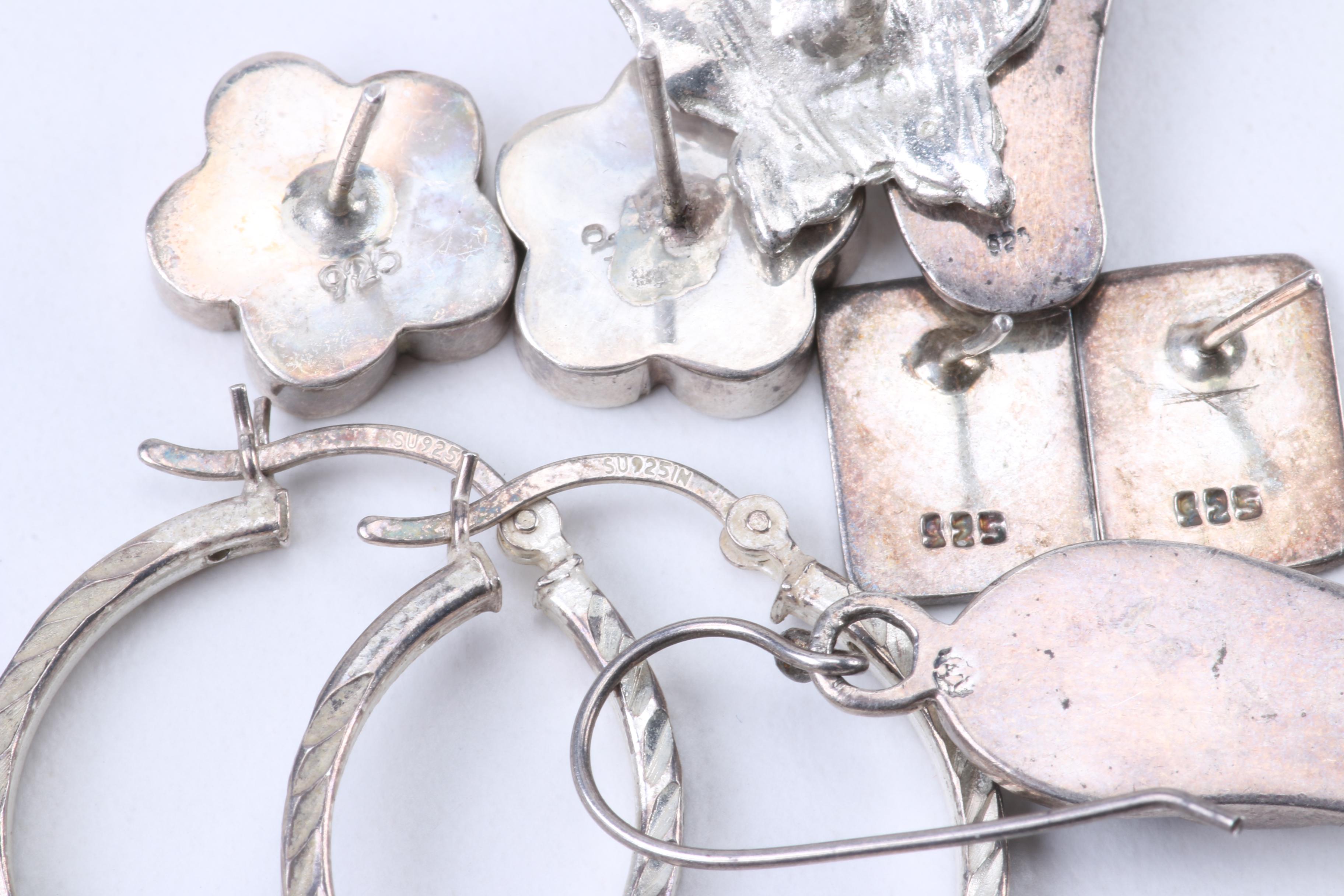 Silver Jewelry Including Puffed Heart Pendant and Abalone Butterfly Brooch