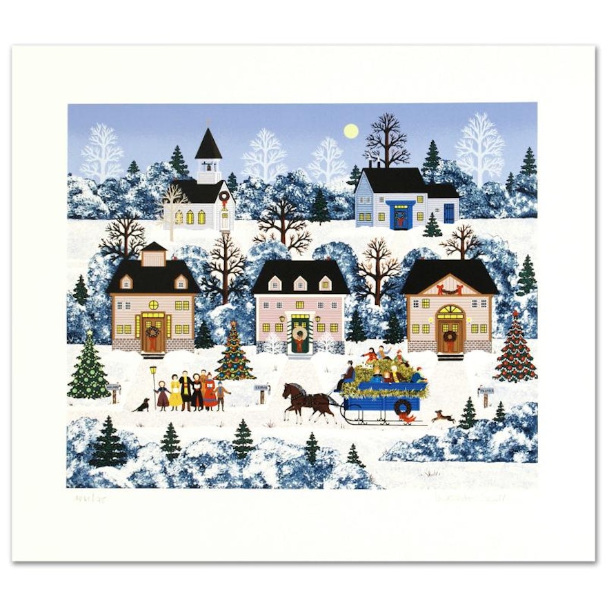 Jane Wooster Scott Limited Edition Serigraph "Holiday Sleigh Ride"