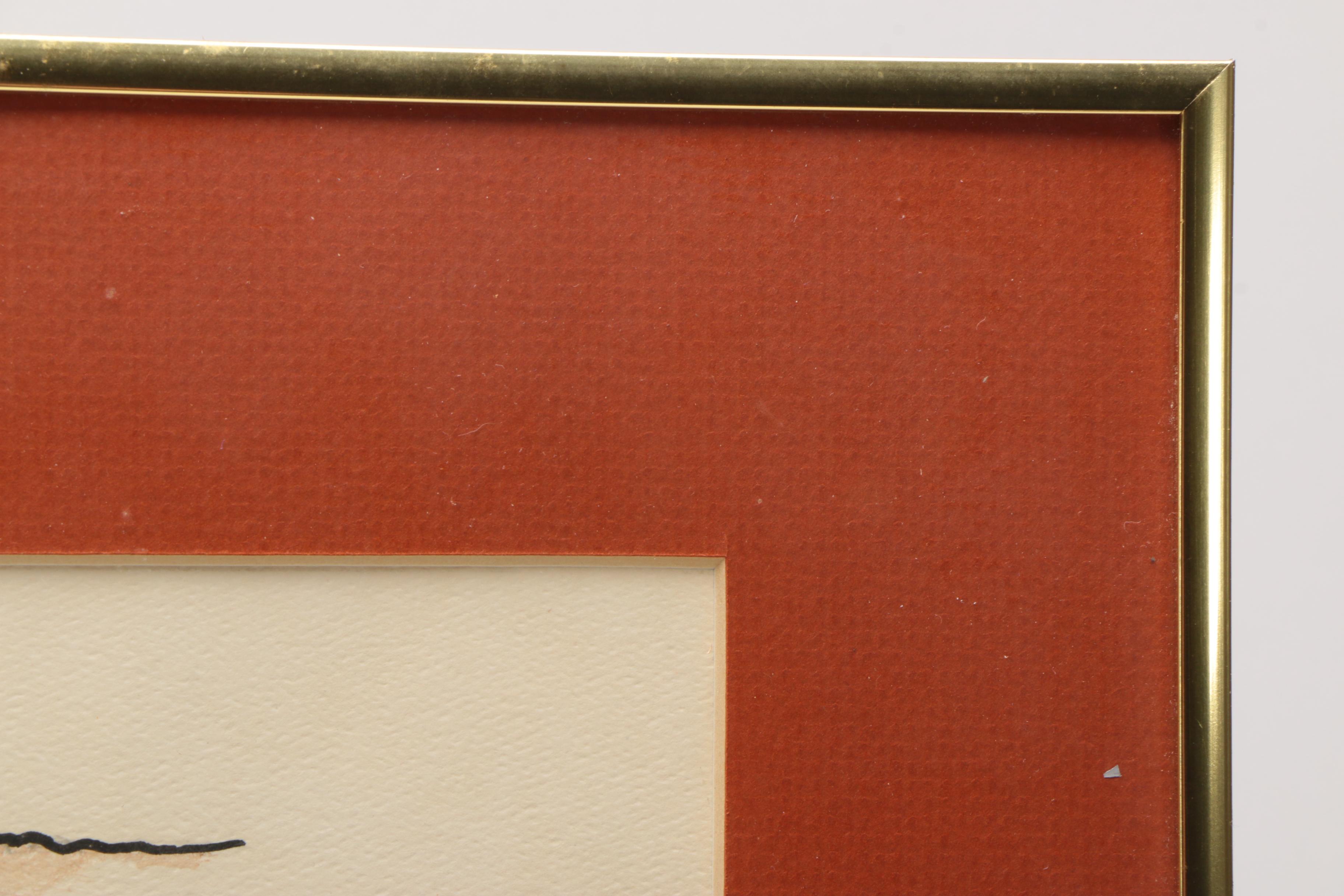 Terciliano Jr. Watercolor and Ink Painting on Paper "Domingo de Manhã"