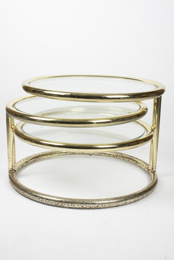 Modernist Round Glass Stacked Coffee Table