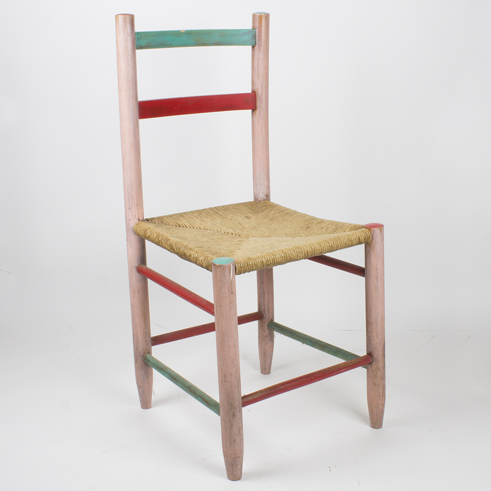 Child's Painted Side Chair With Rush Seat