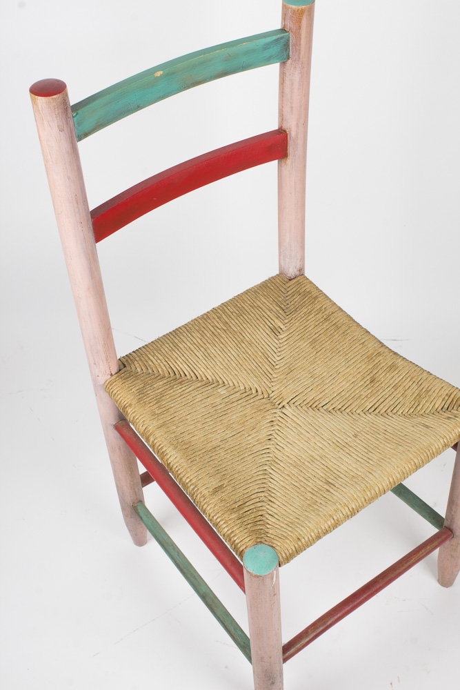Child's Painted Side Chair With Rush Seat