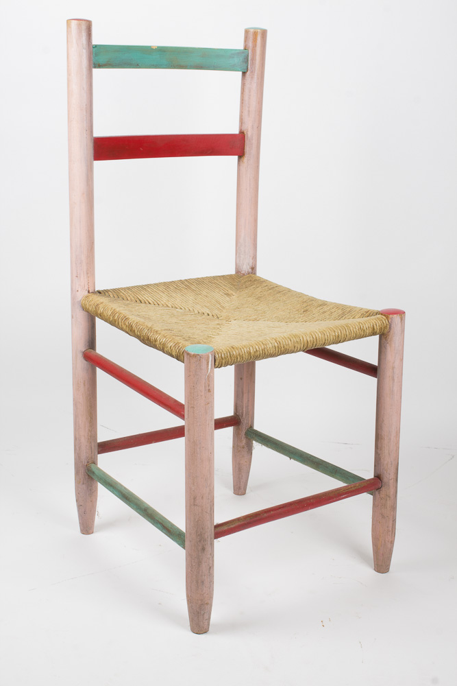 Child's Painted Side Chair With Rush Seat