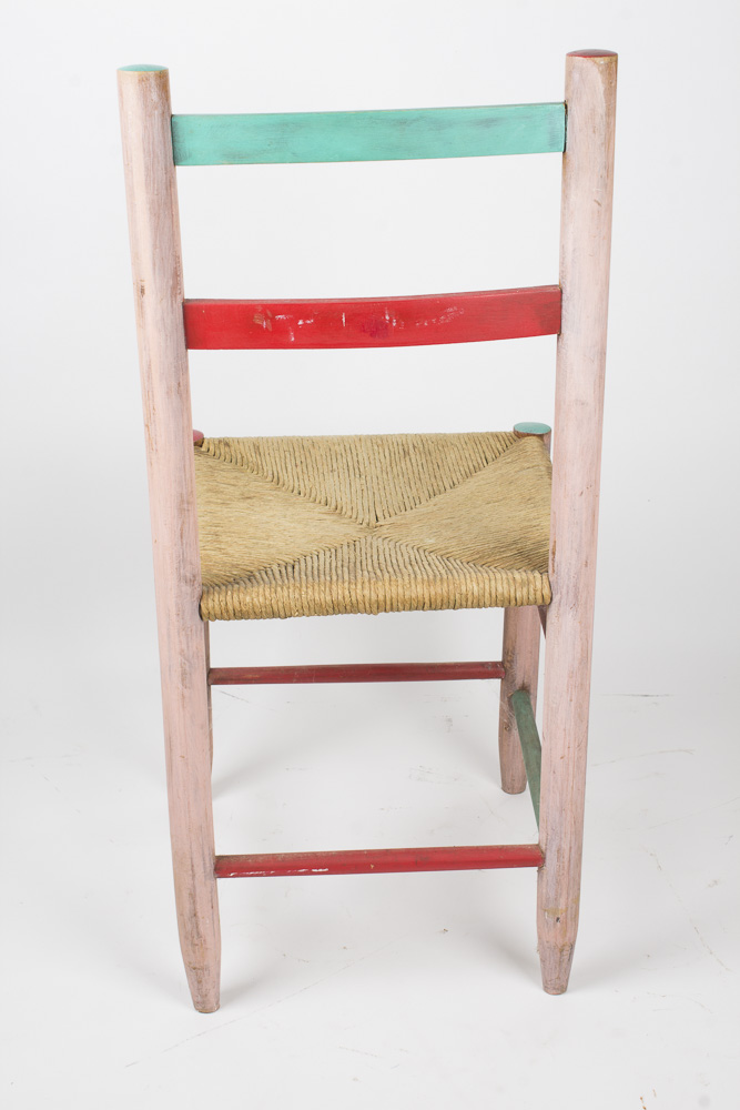 Child's Painted Side Chair With Rush Seat