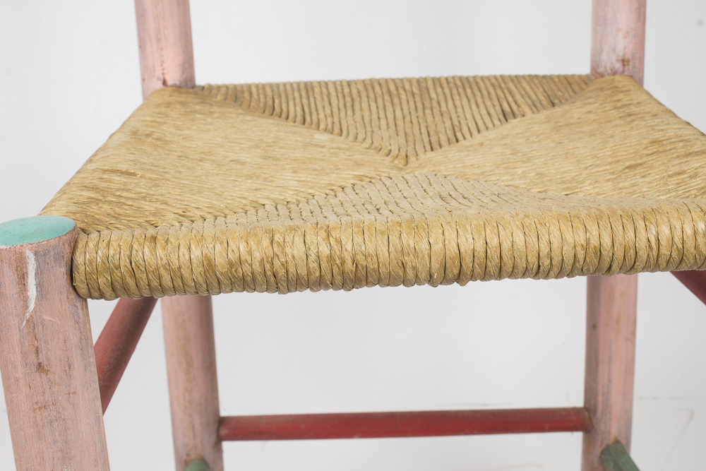 Child's Painted Side Chair With Rush Seat