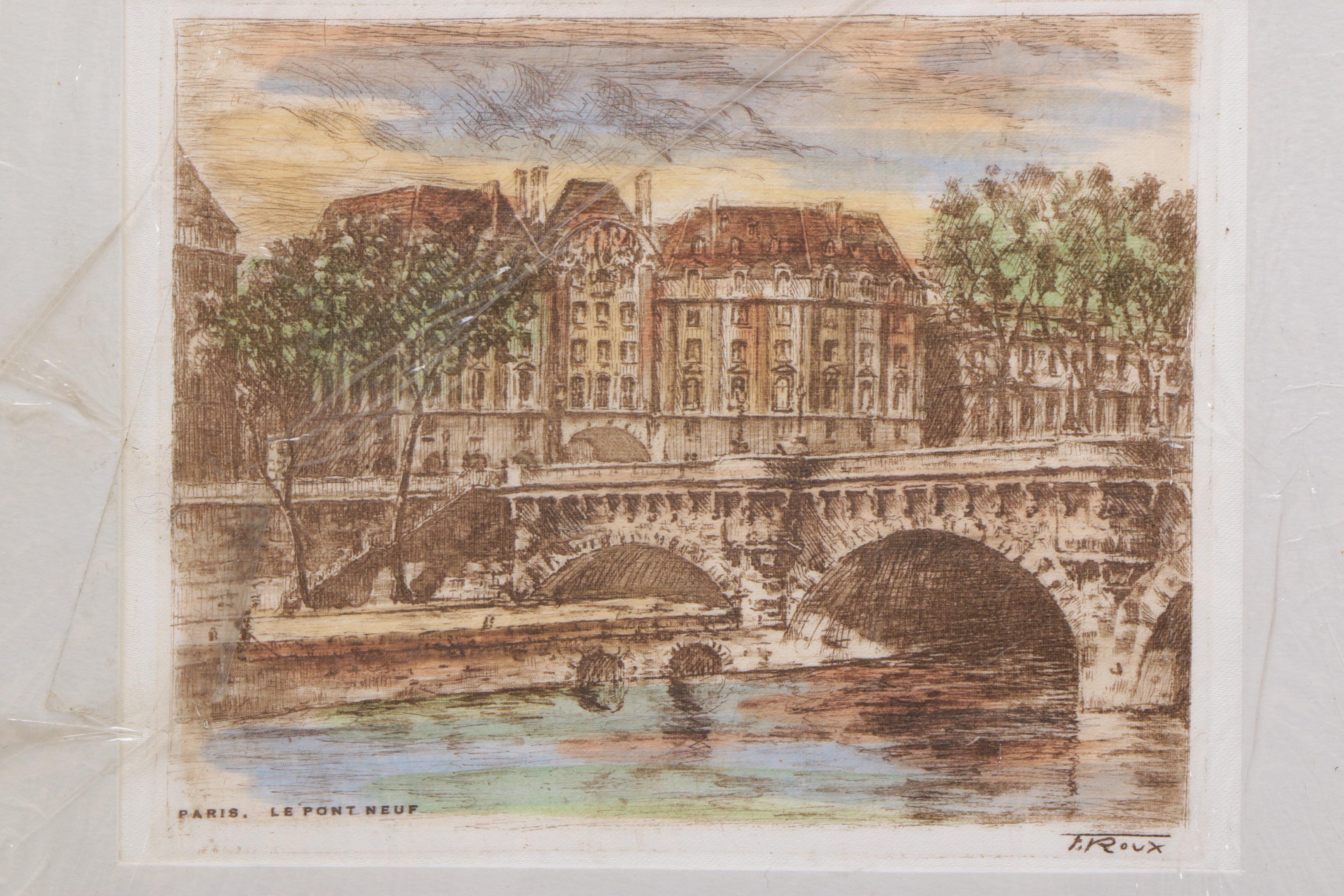 M. Roux Etched on Silk Assortment of Parisian Postcards