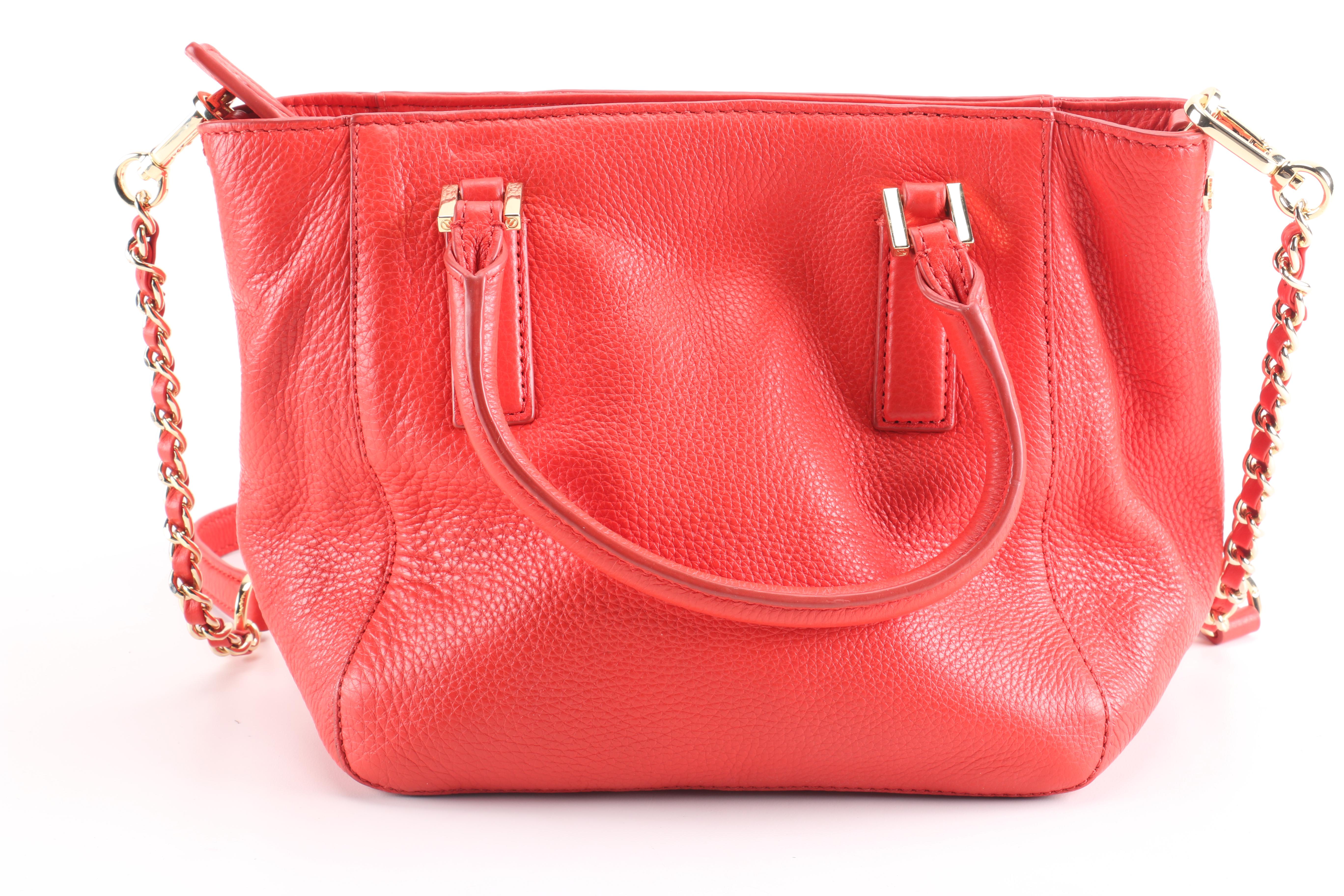 Tory Burch Red Pebbled Leather Handbag