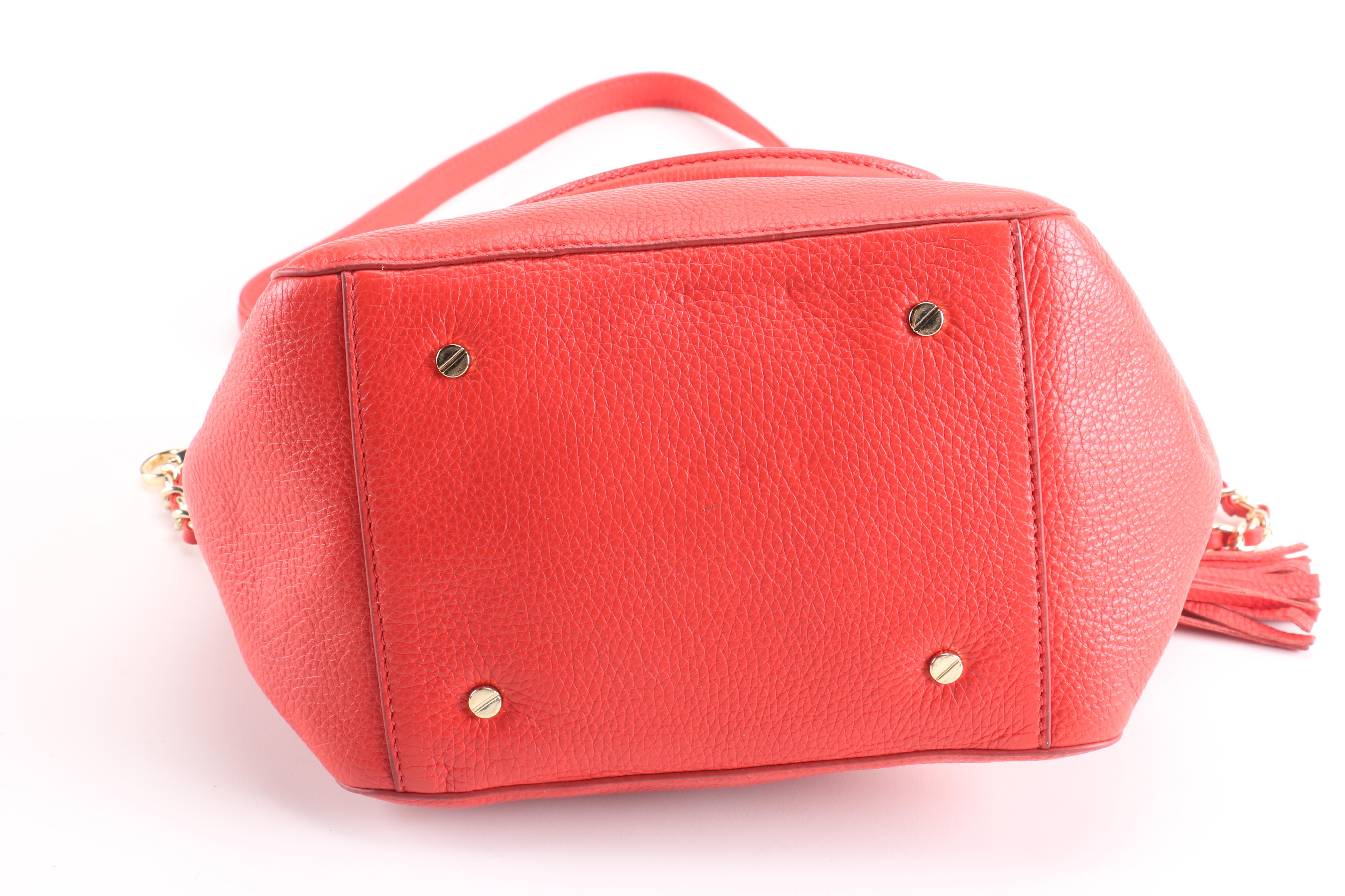 Tory Burch Red Pebbled Leather Handbag