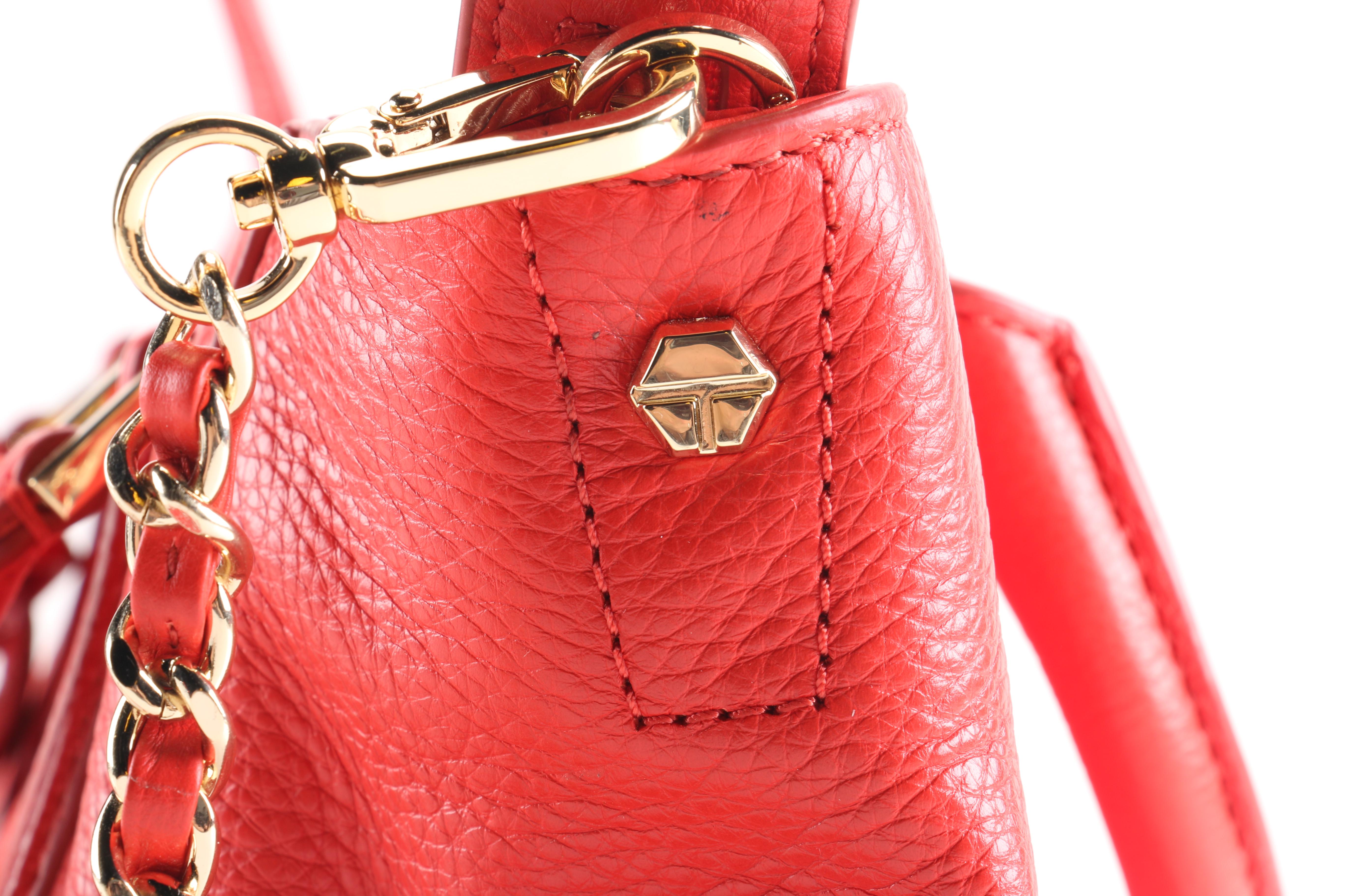Tory Burch Red Pebbled Leather Handbag
