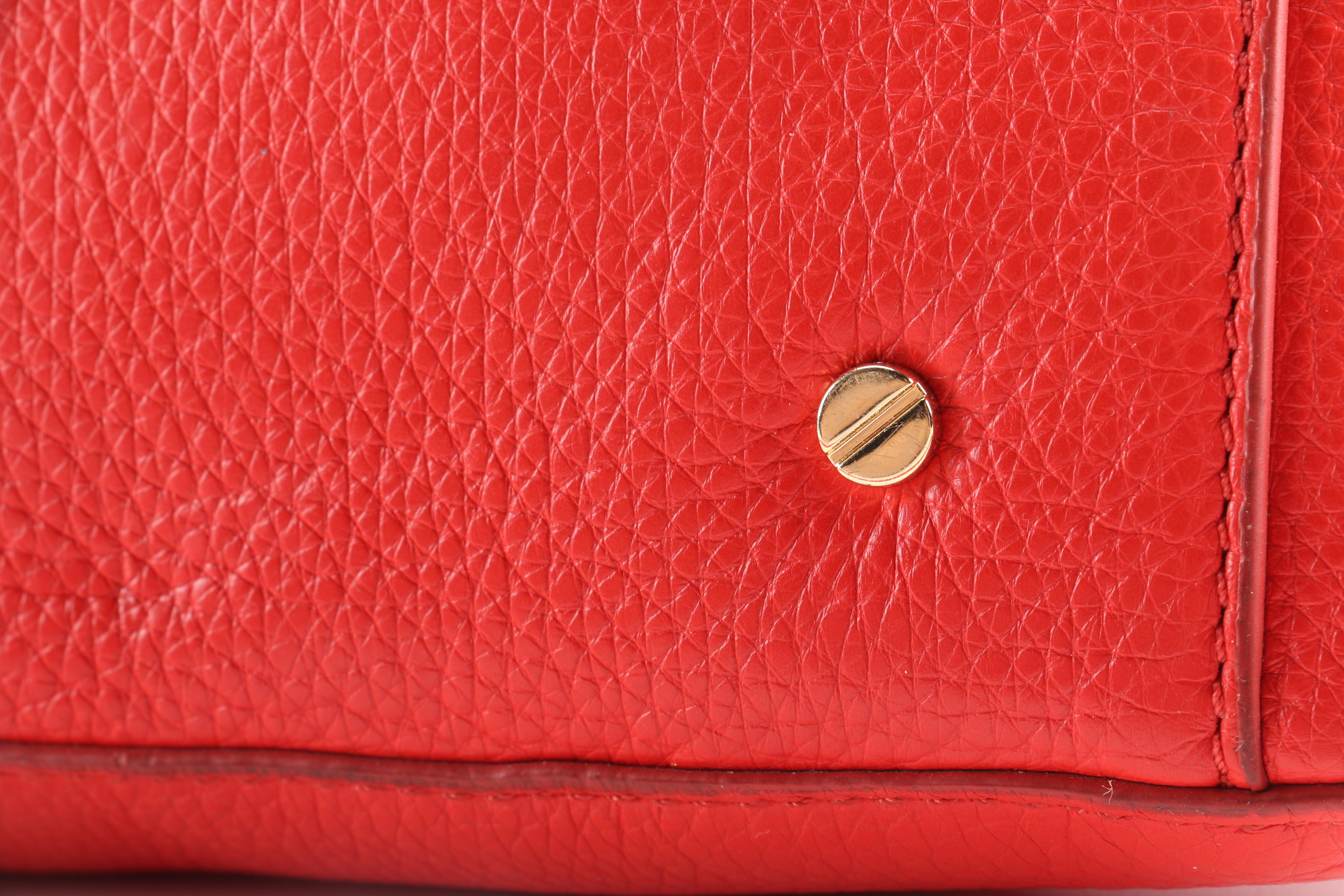Tory Burch Red Pebbled Leather Handbag