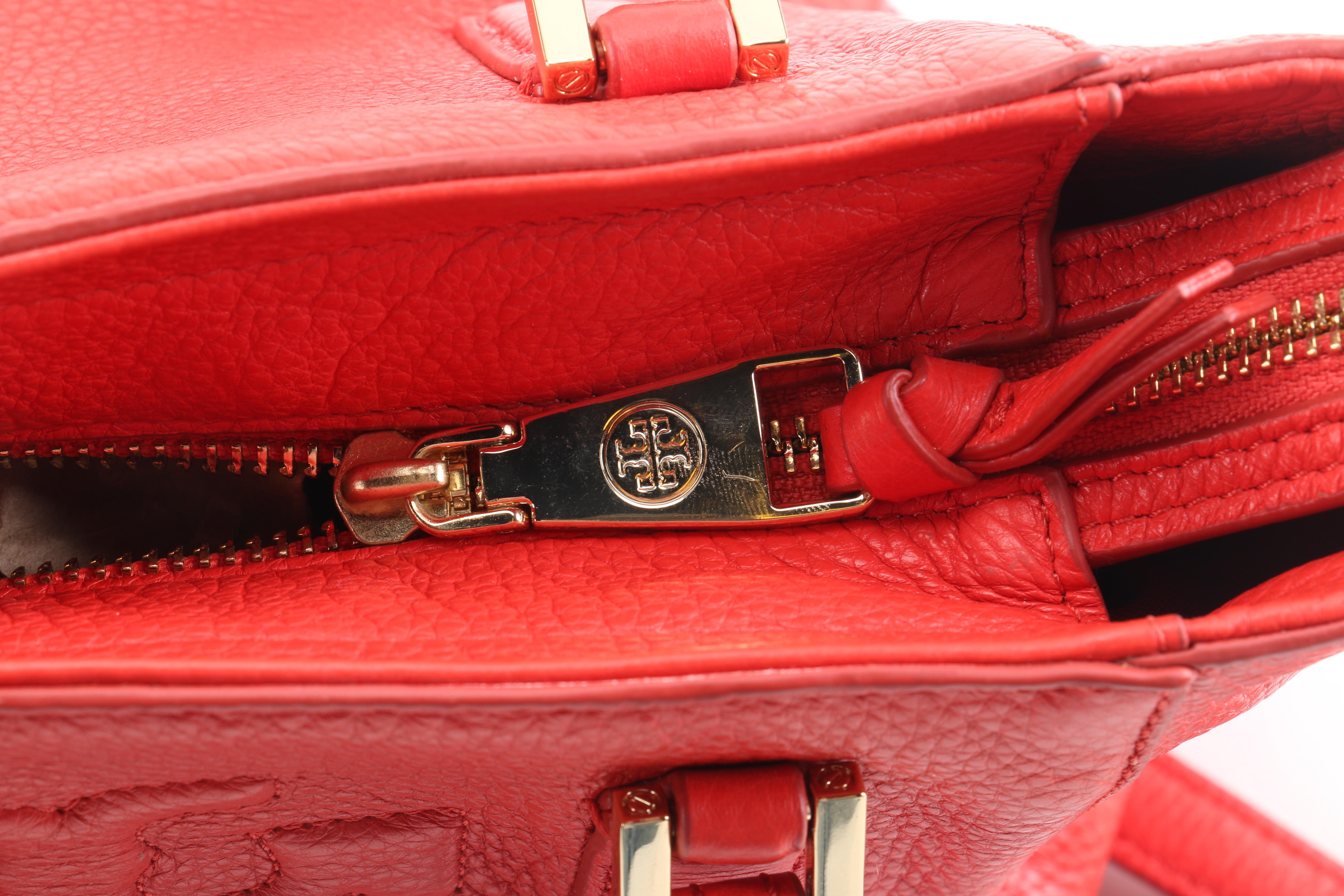 Tory Burch Red Pebbled Leather Handbag