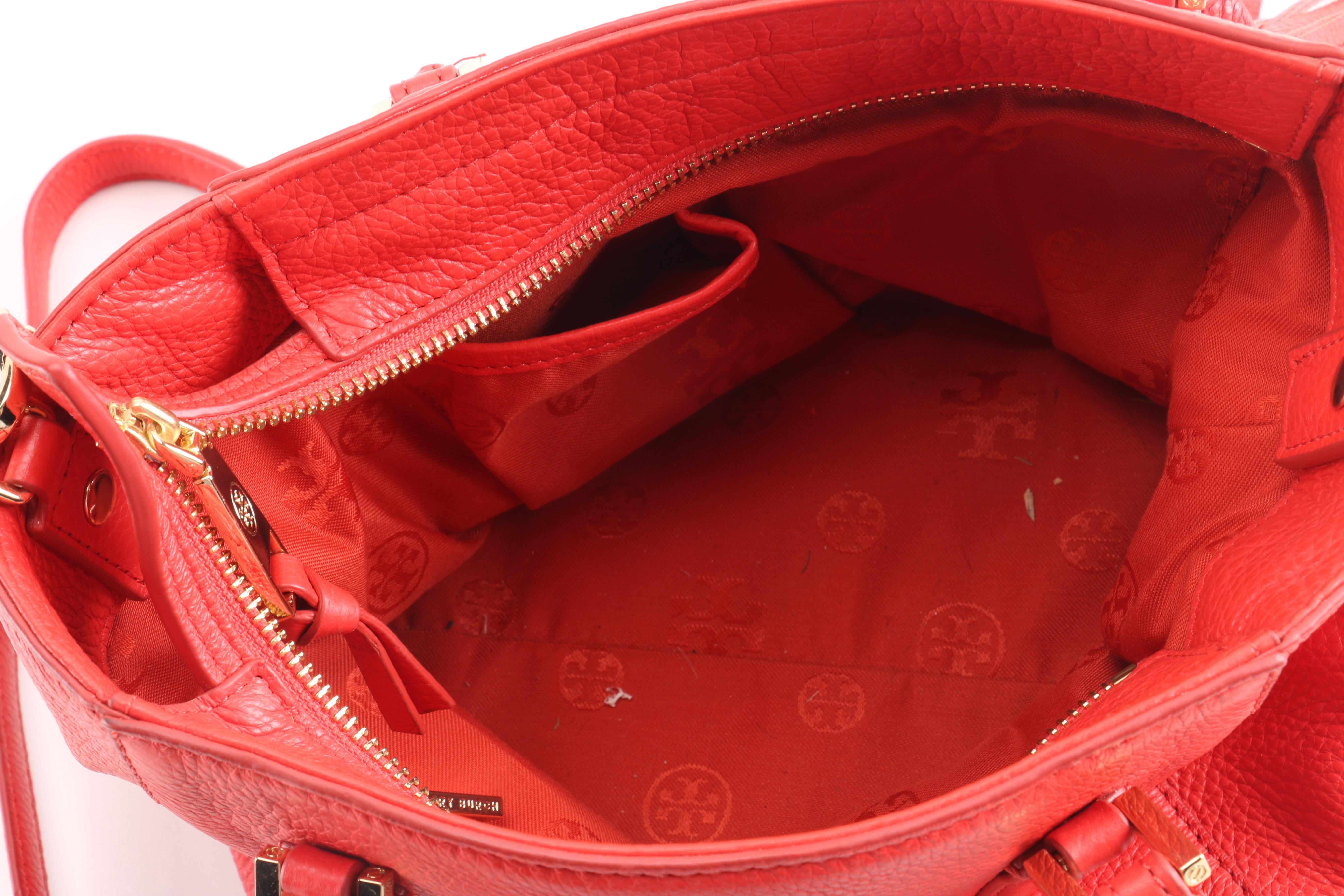 Tory Burch Red Pebbled Leather Handbag