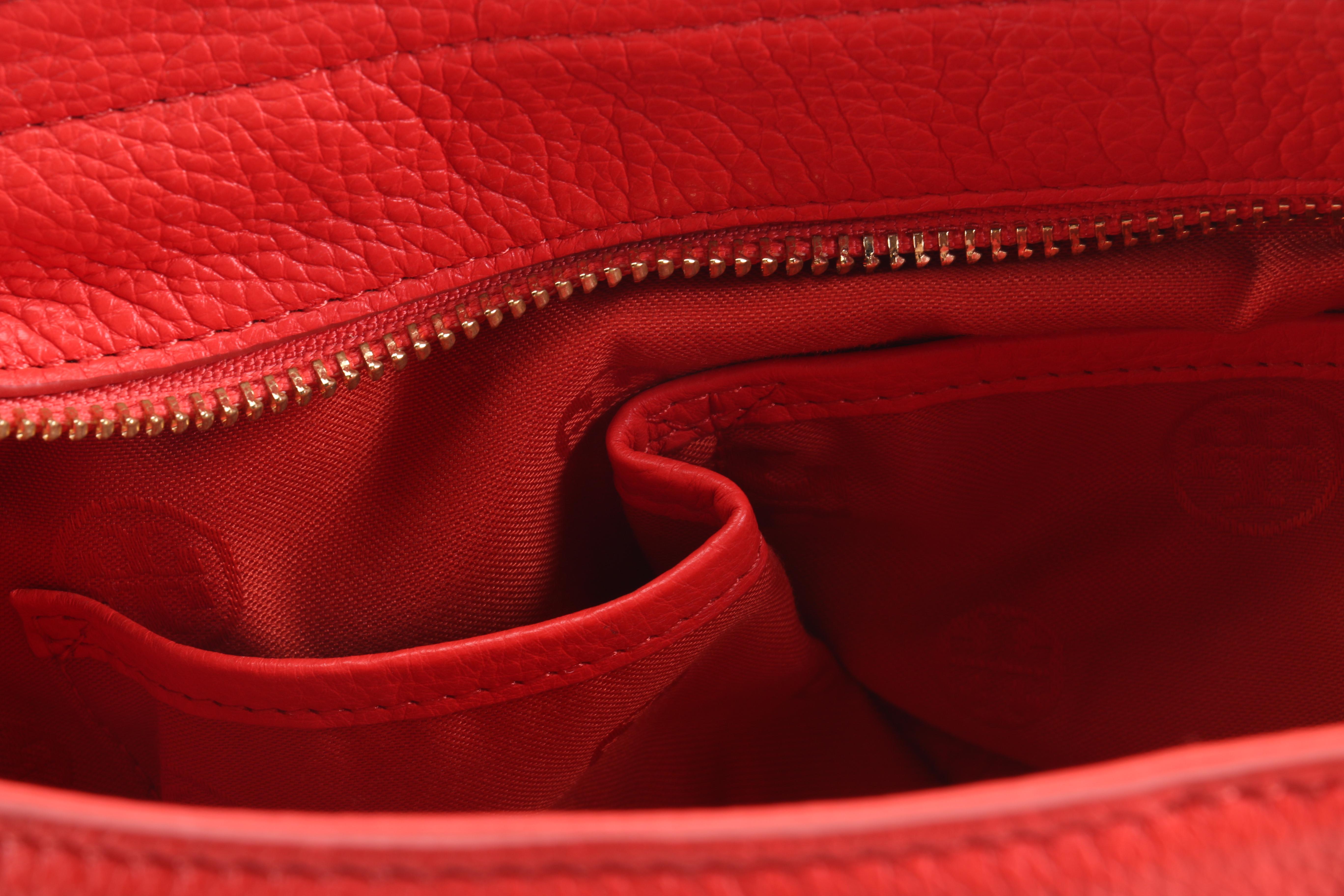 Tory Burch Red Pebbled Leather Handbag