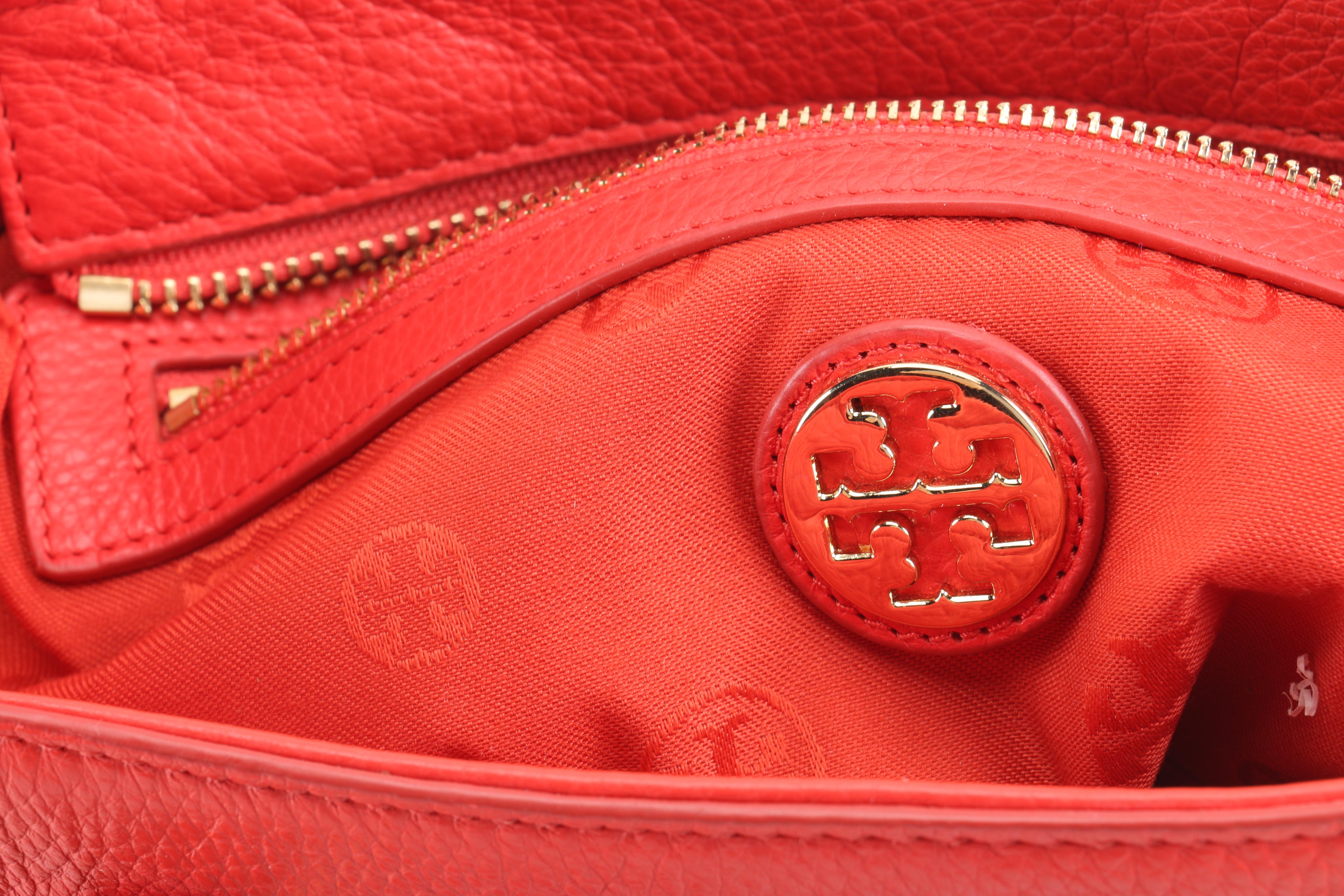 Tory Burch Red Pebbled Leather Handbag