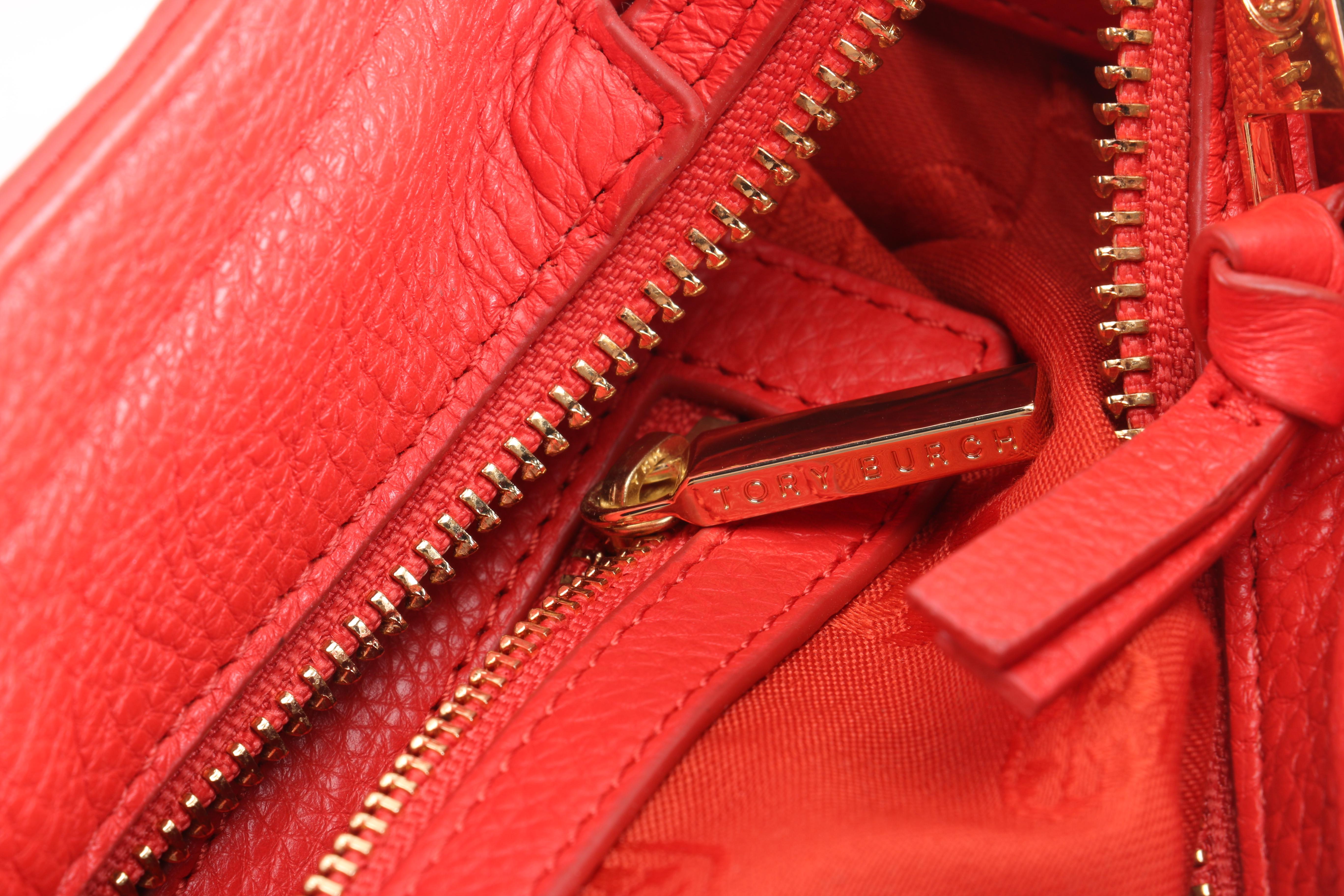 Tory Burch Red Pebbled Leather Handbag