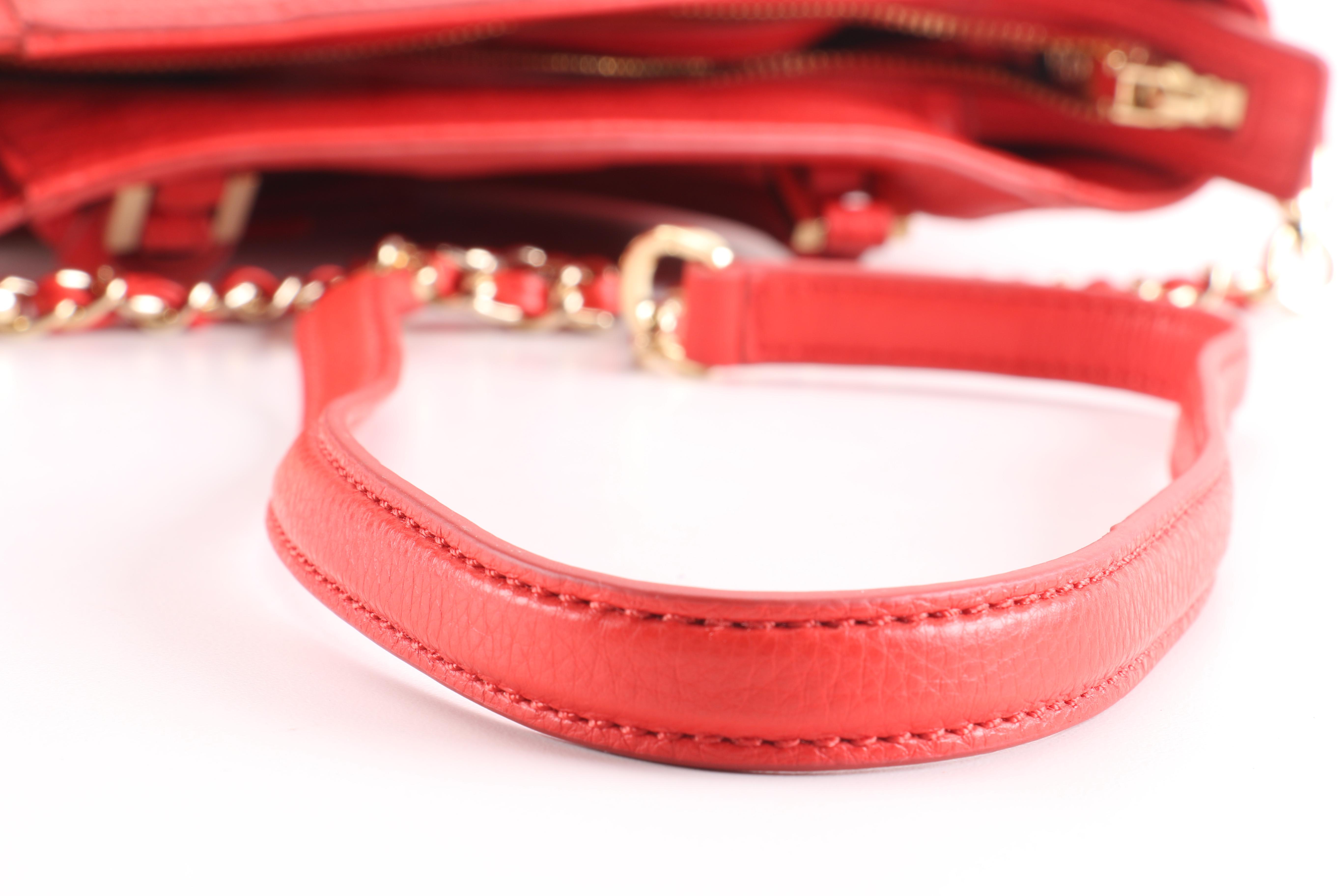 Tory Burch Red Pebbled Leather Handbag