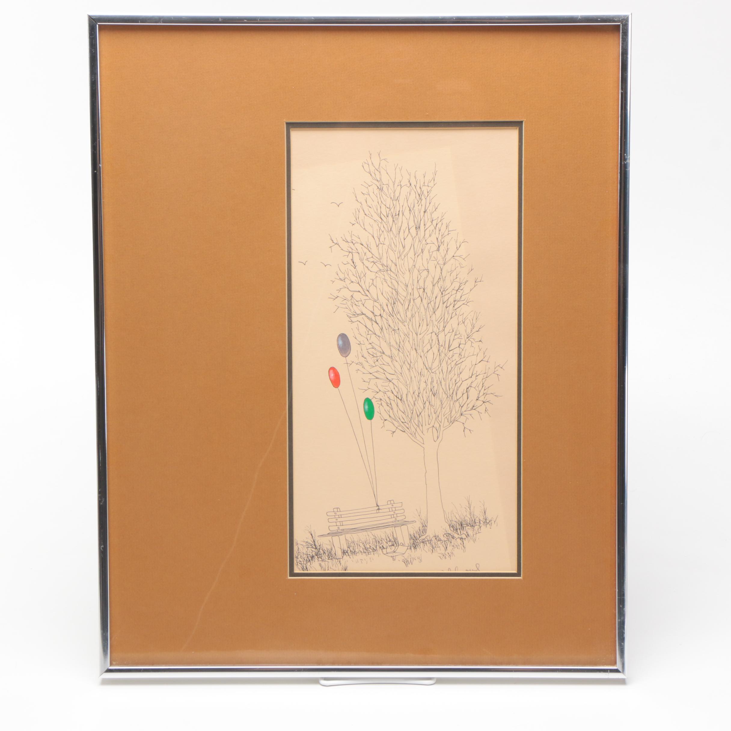 M.J. Blakebrough Lithograph "Three Balloons"