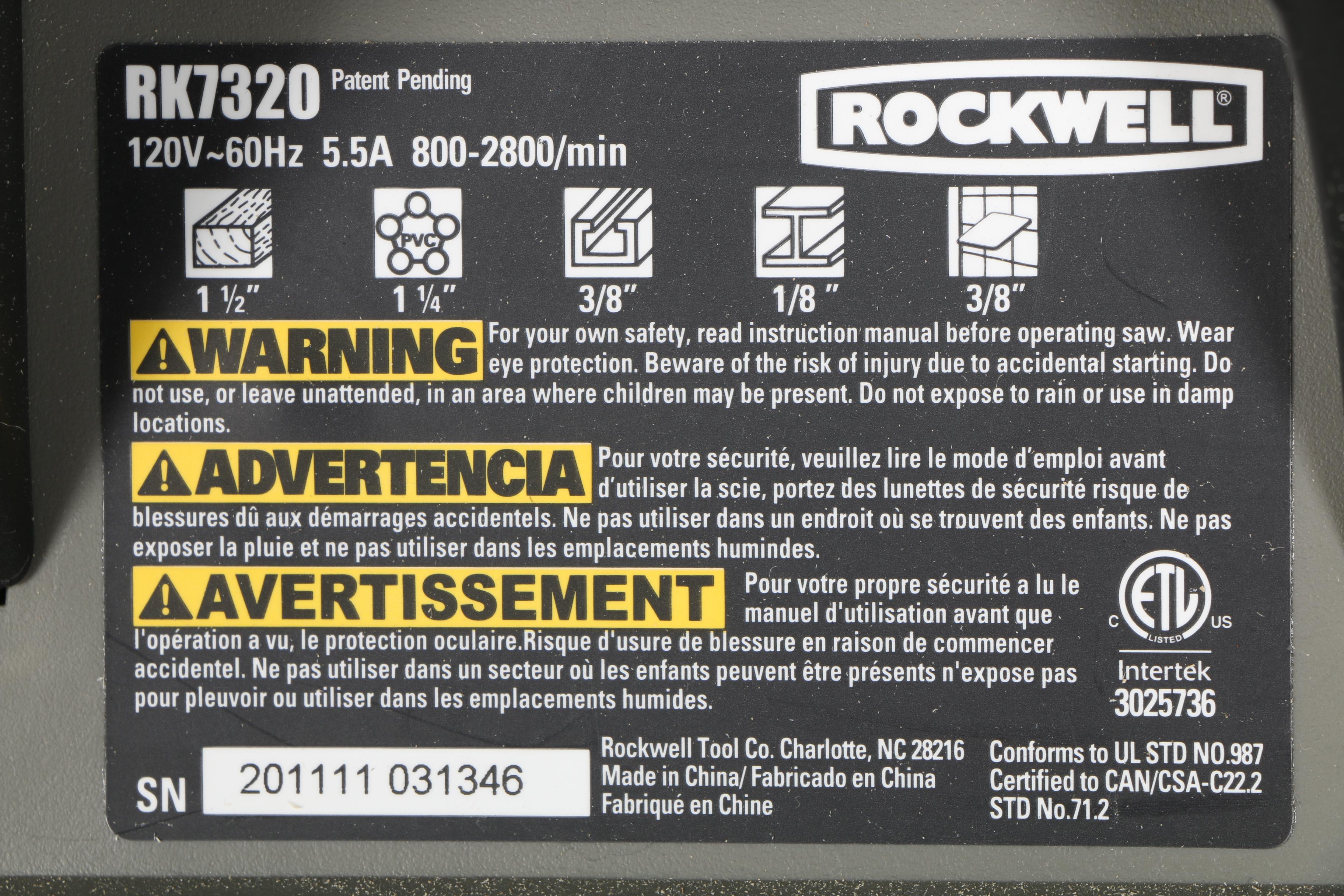 Rockwell BladeRunner Table Saw RK7320 With Wall Mount