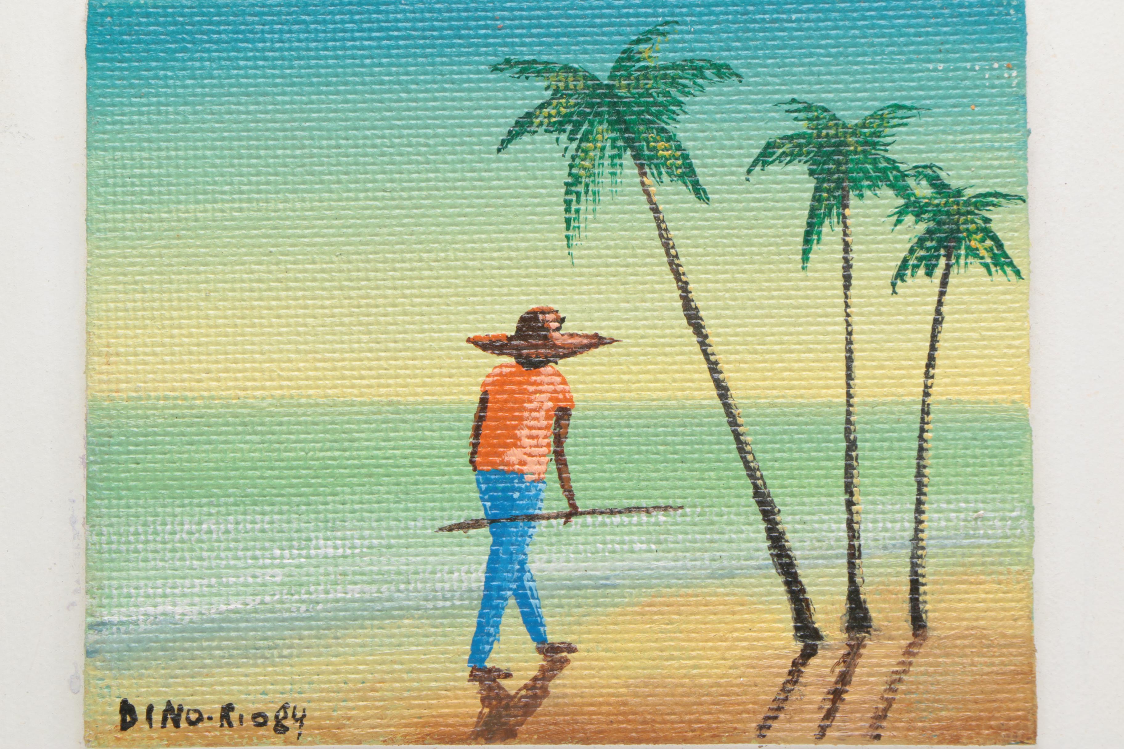 Dino Rio 1984 Acrylic Painting on Canvas Board