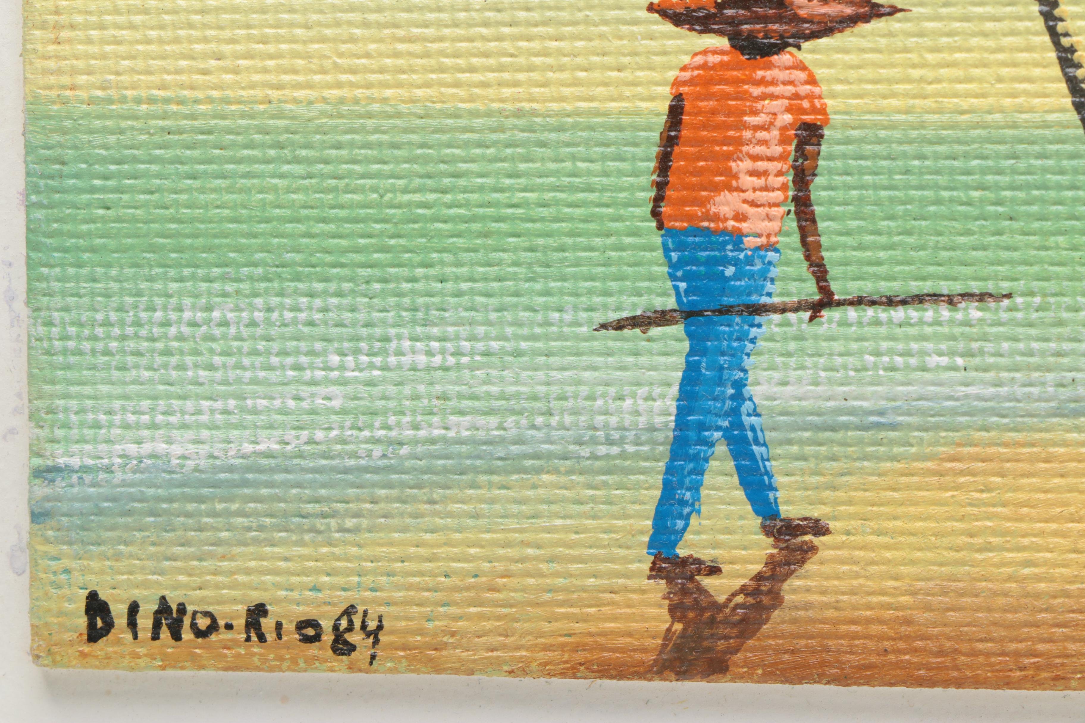 Dino Rio 1984 Acrylic Painting on Canvas Board