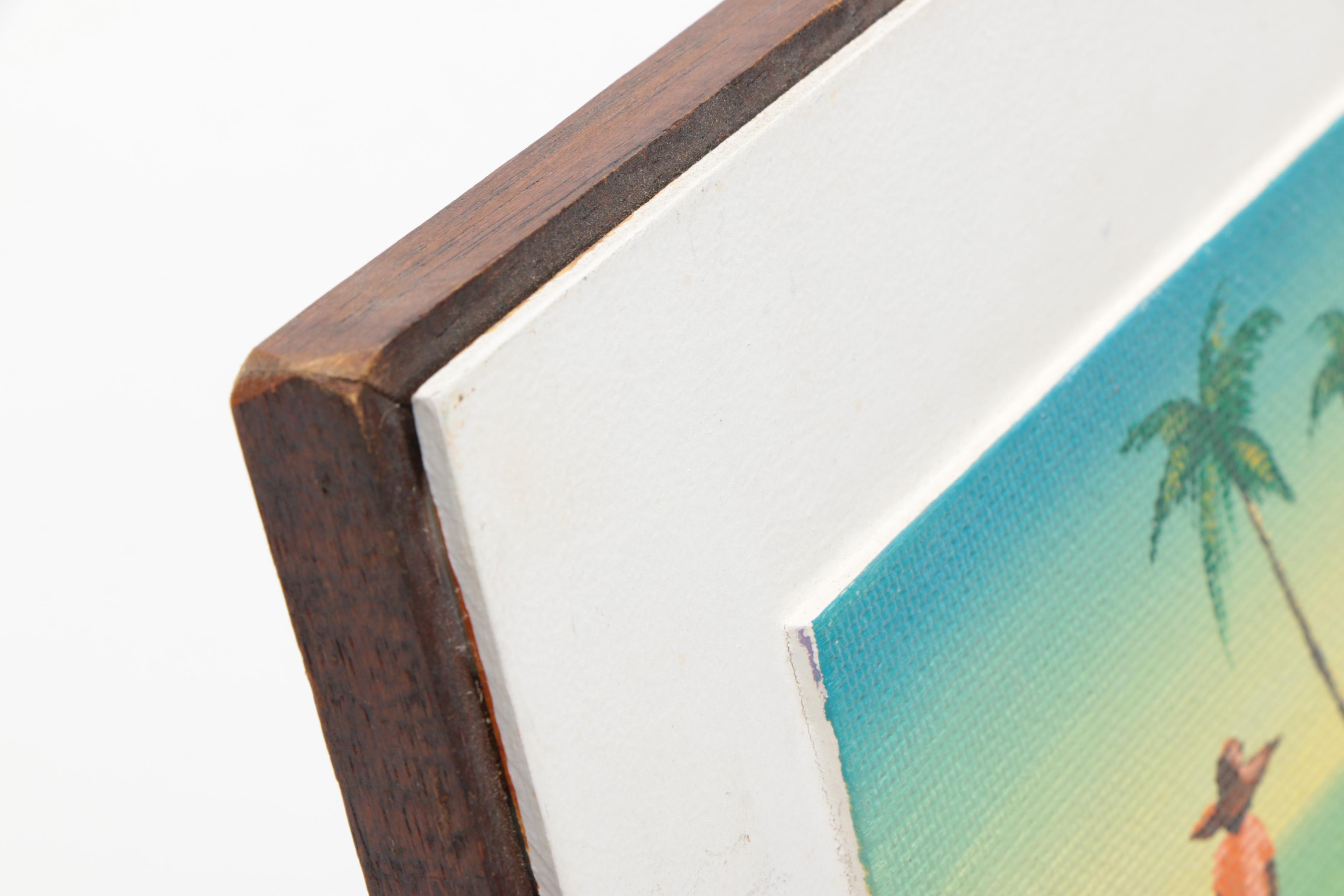 Dino Rio 1984 Acrylic Painting on Canvas Board