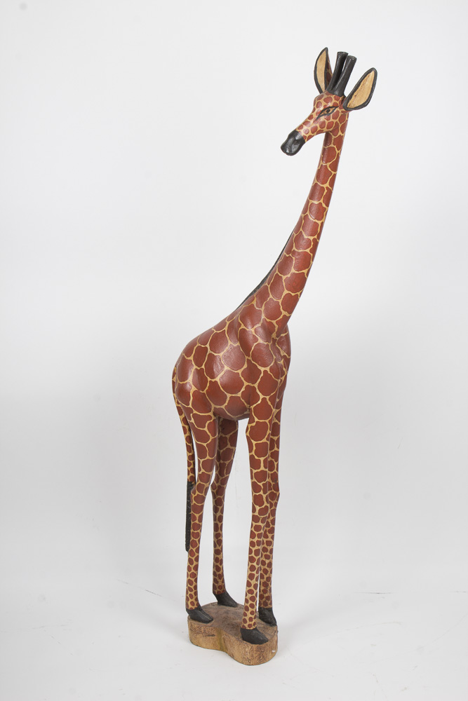 Large Carved Wood Giraffe Sculpture