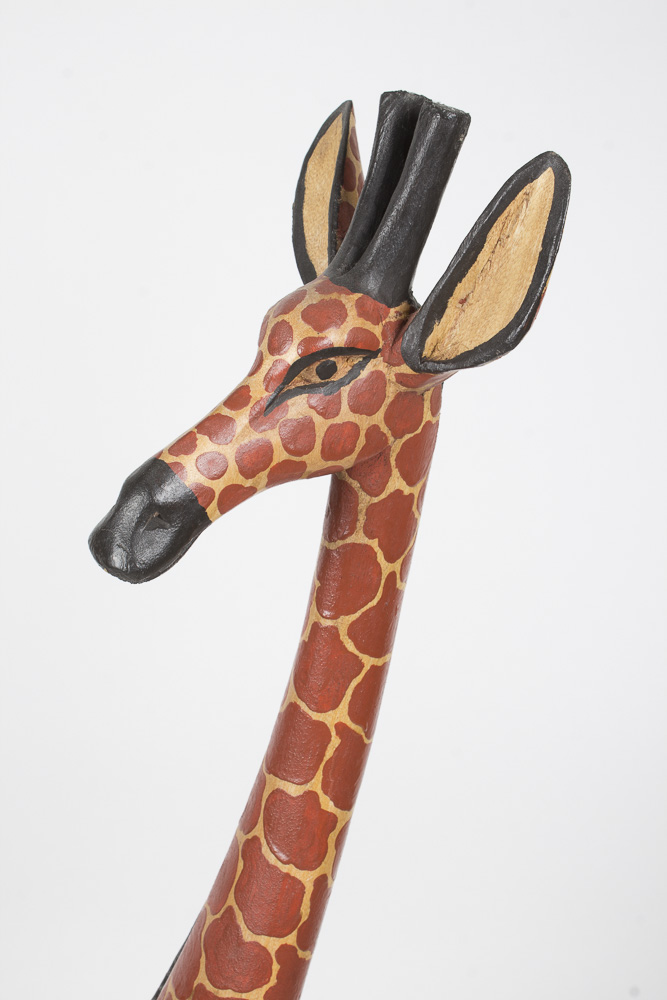 Large Carved Wood Giraffe Sculpture
