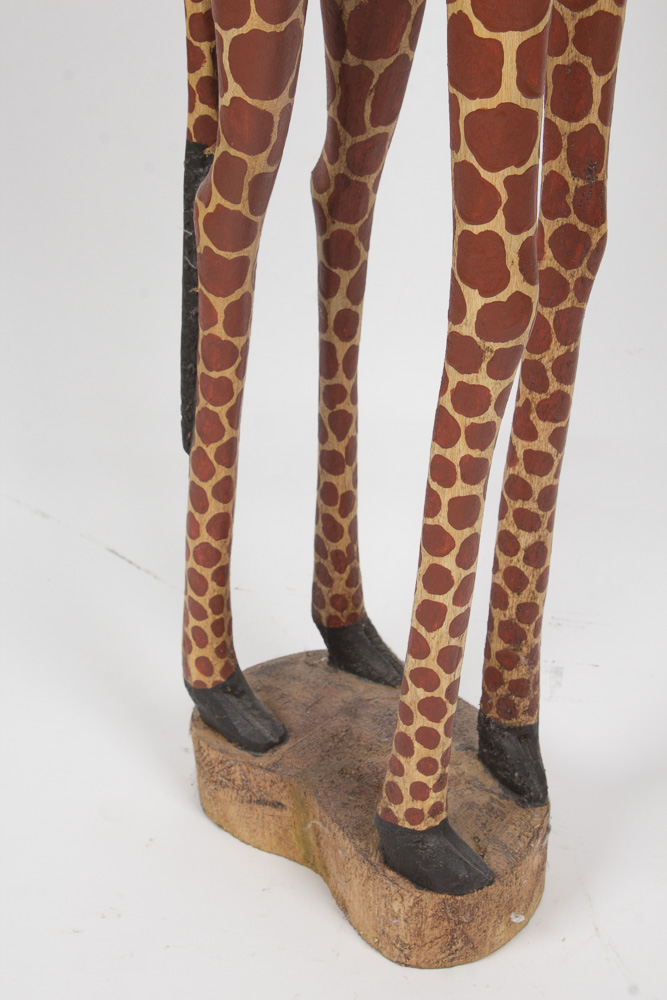 Large Carved Wood Giraffe Sculpture