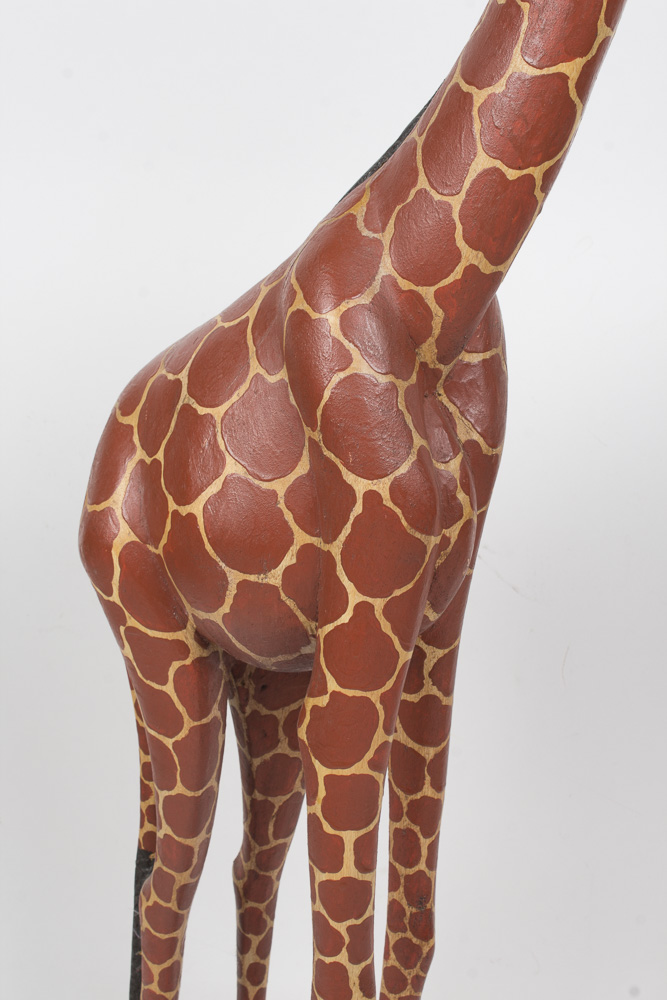Large Carved Wood Giraffe Sculpture