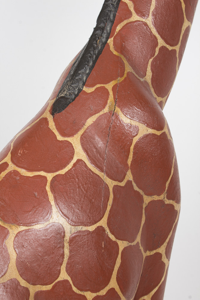 Large Carved Wood Giraffe Sculpture
