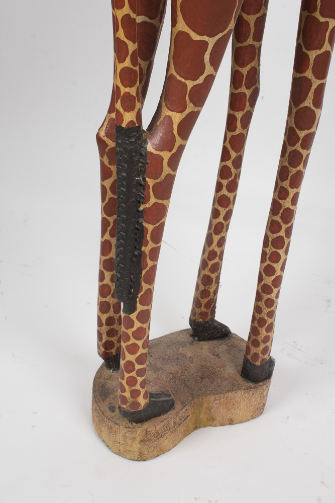 Large Carved Wood Giraffe Sculpture
