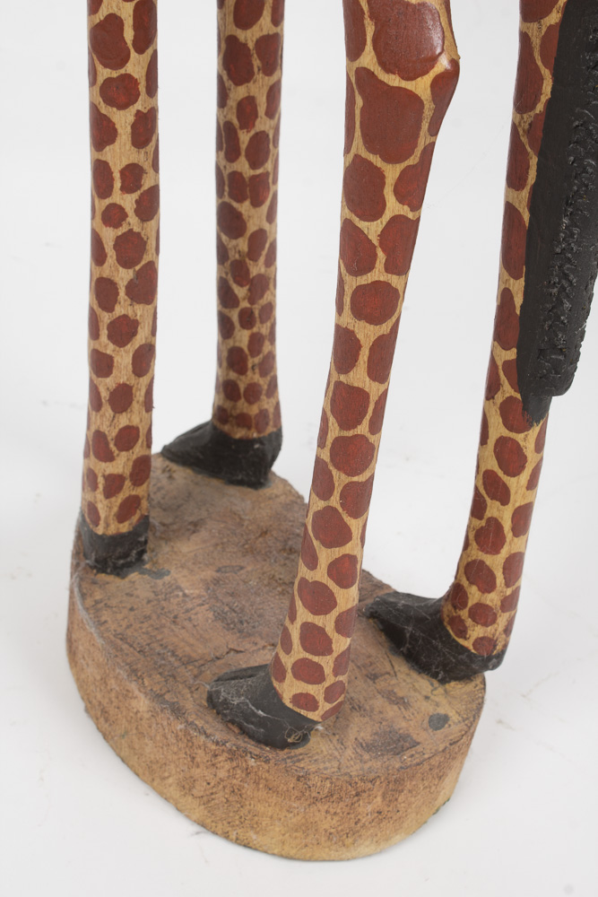 Large Carved Wood Giraffe Sculpture