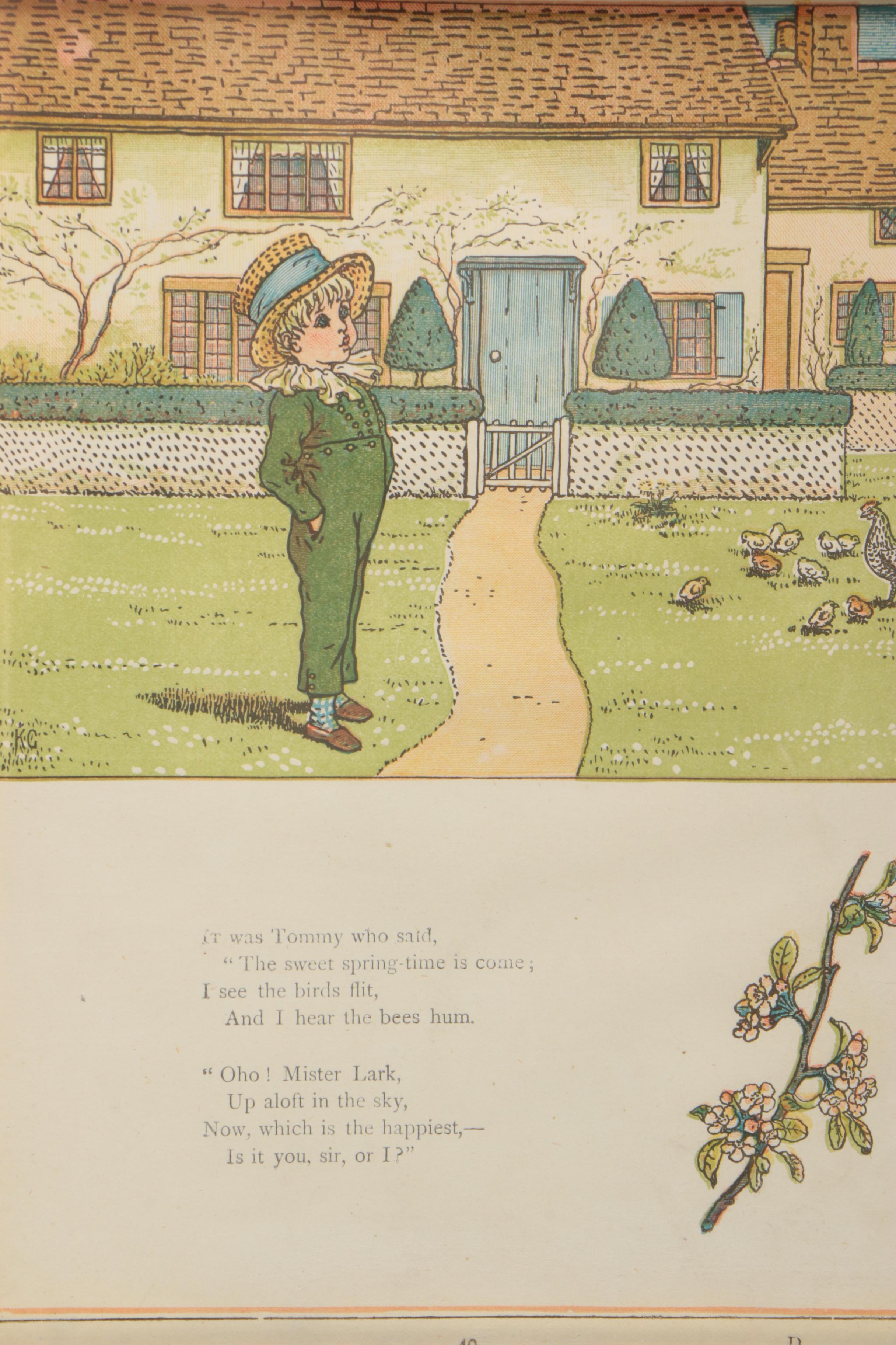 Kate Greenaway Lithograph Book Illustration with Poem "Tommy"