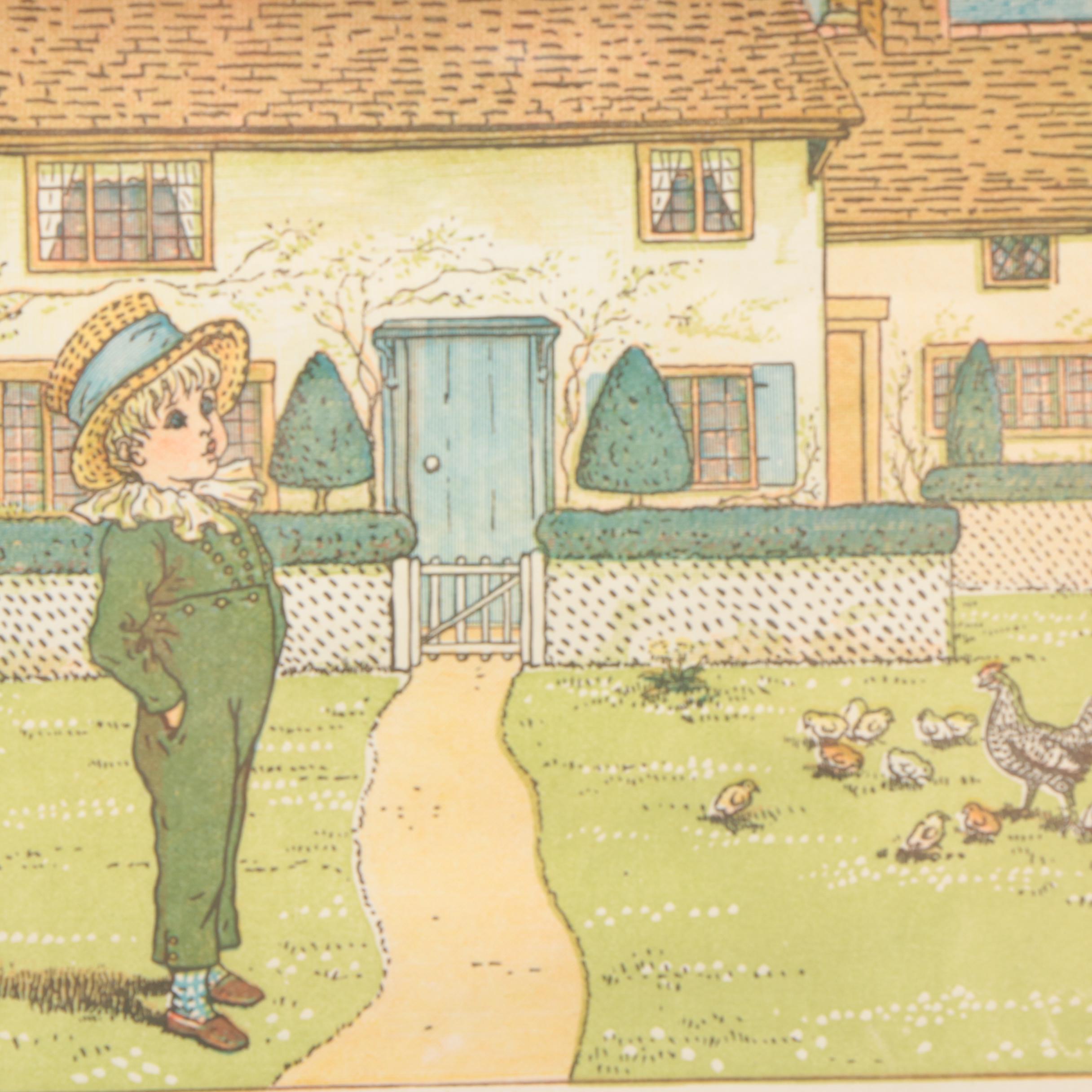 Kate Greenaway Lithograph Book Illustration with Poem "Tommy"