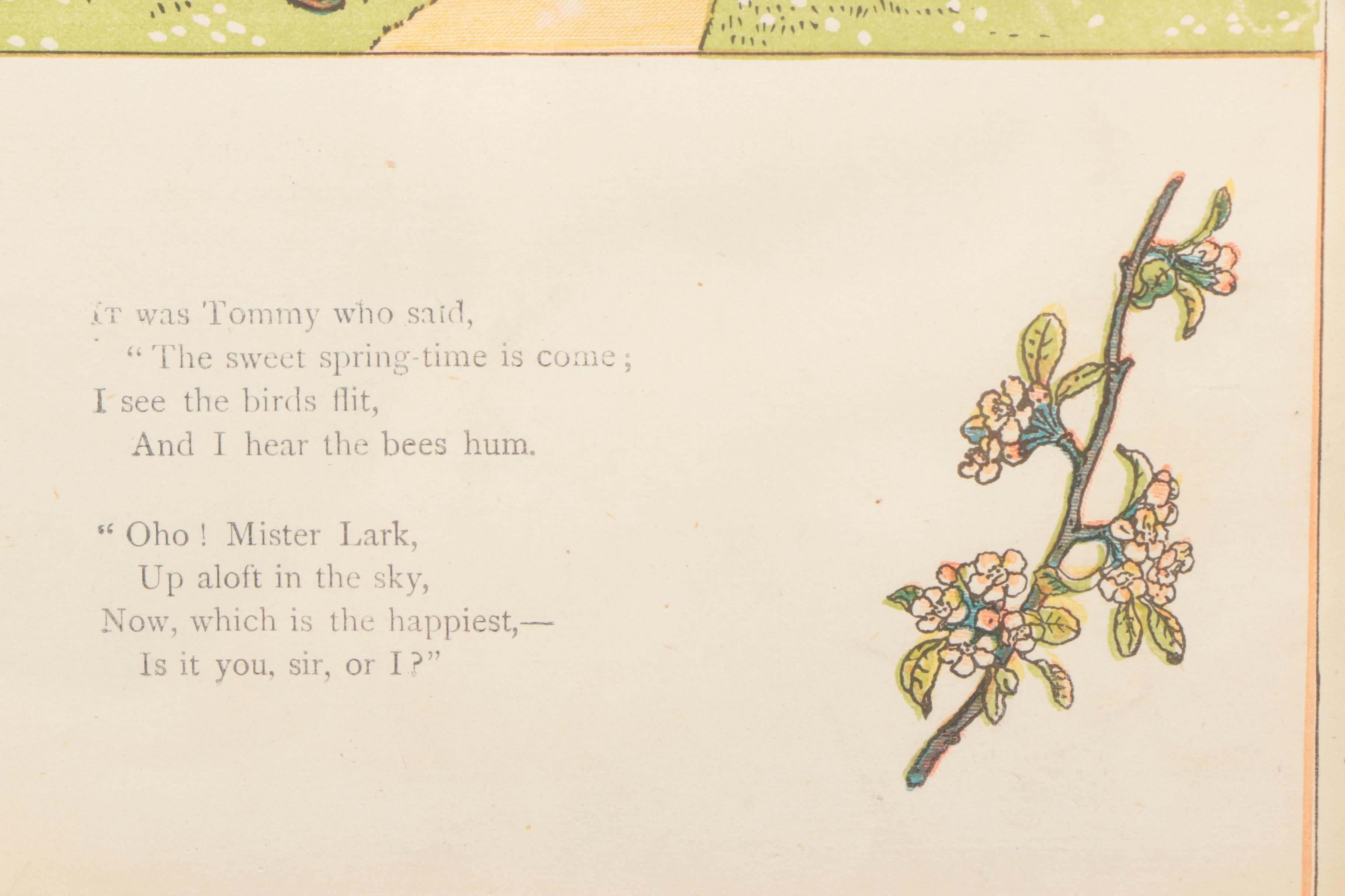 Kate Greenaway Lithograph Book Illustration with Poem "Tommy"
