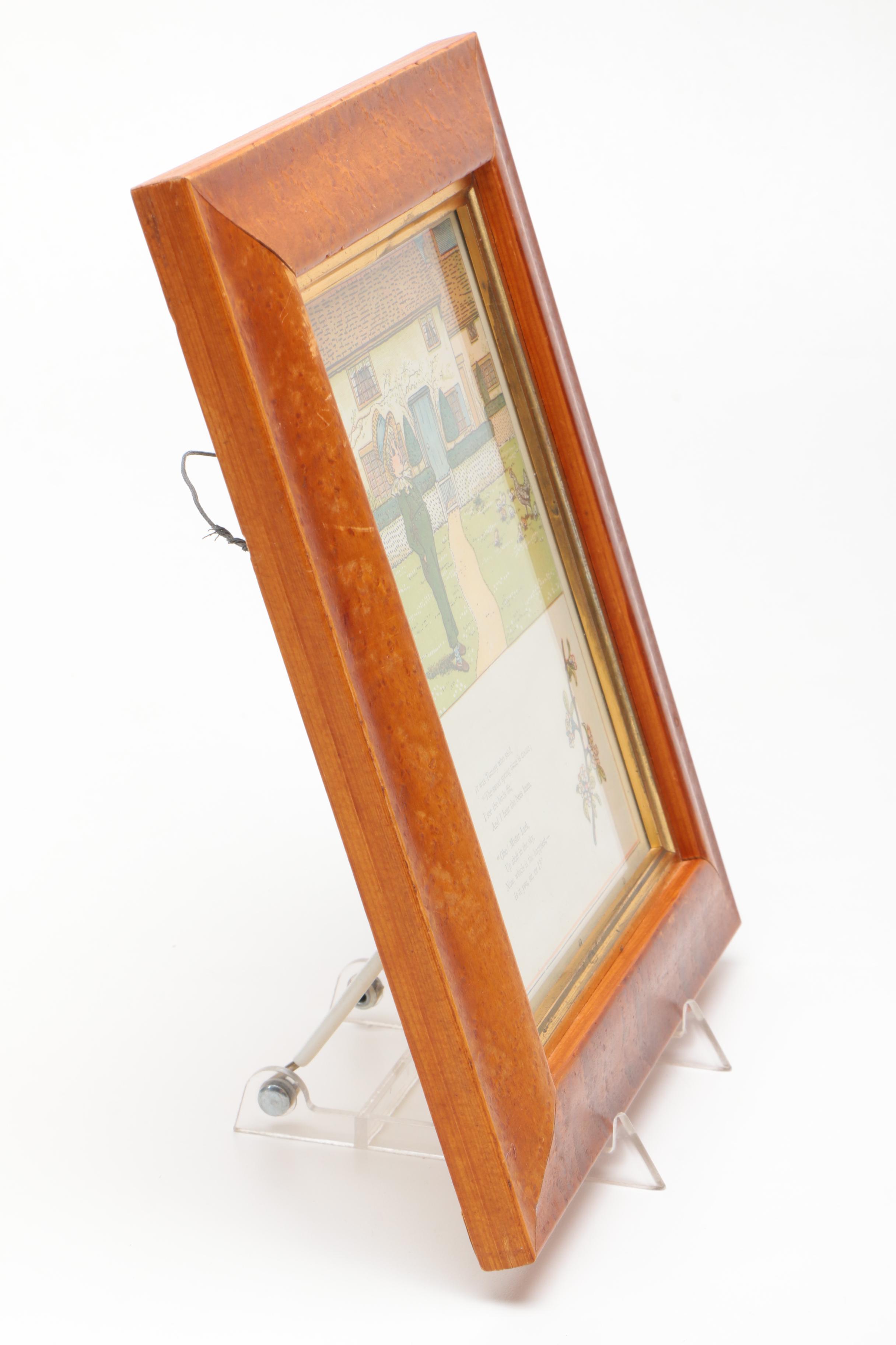 Kate Greenaway Lithograph Book Illustration with Poem "Tommy"