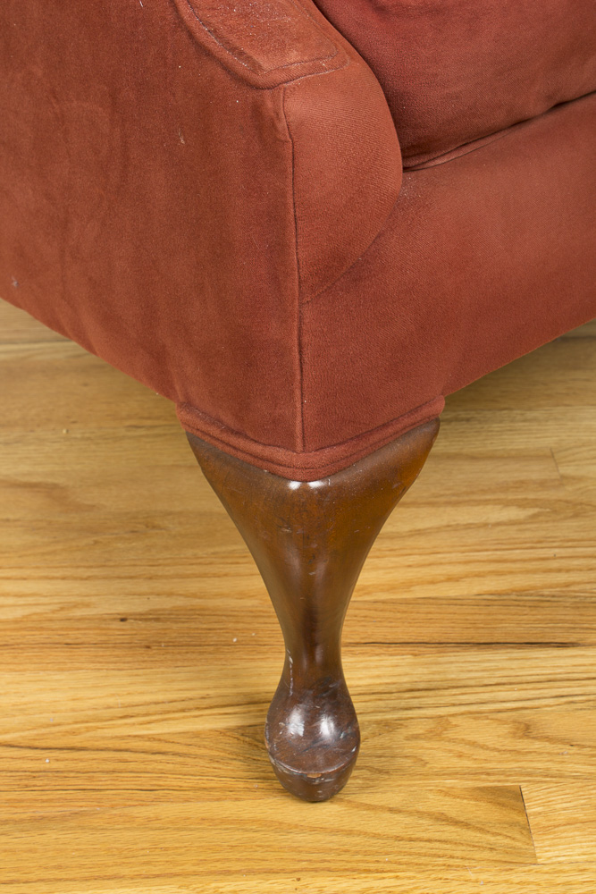 Queen Anne Style Upholstered Wing Chair by General Interiors Corp