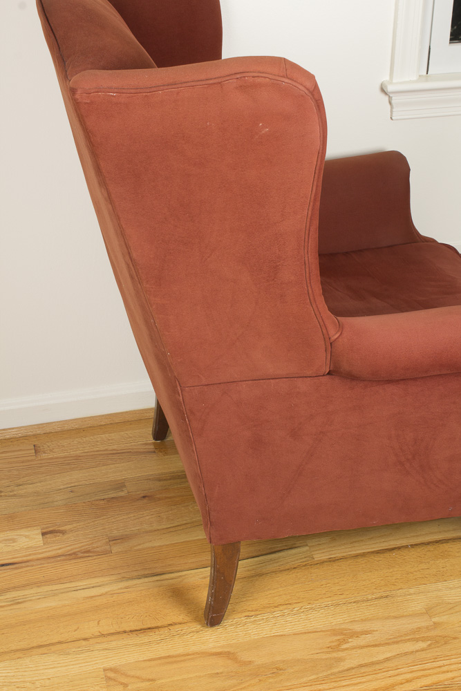 Queen Anne Style Upholstered Wing Chair by General Interiors Corp