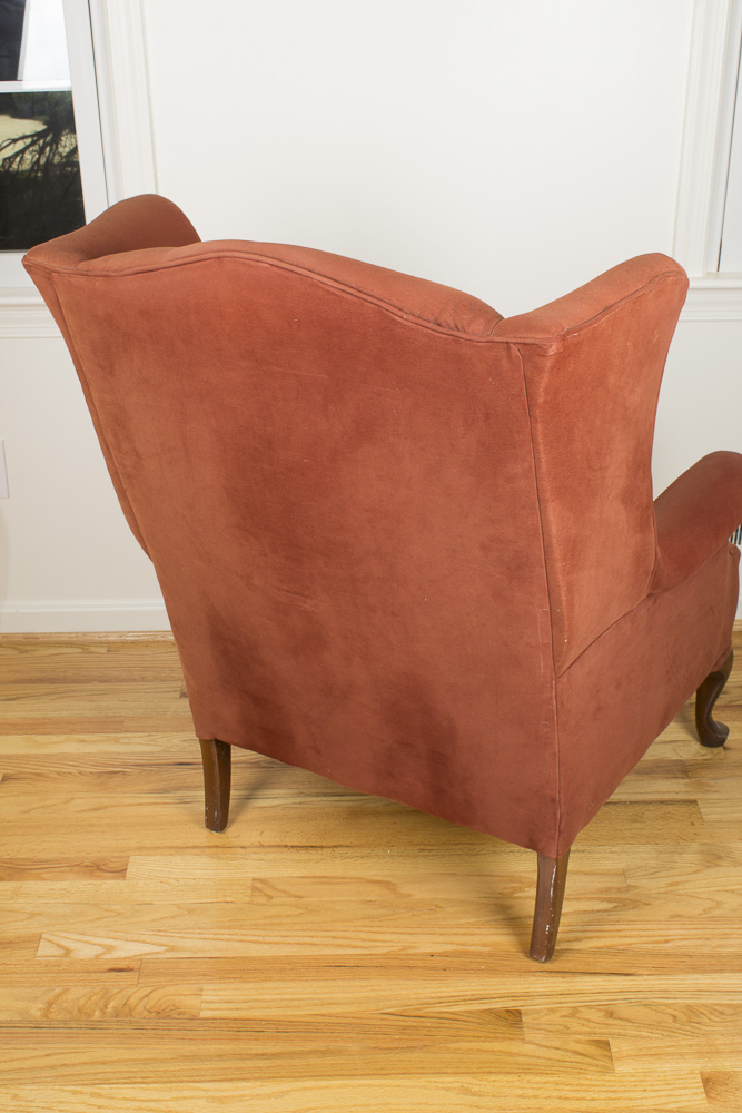 Queen Anne Style Upholstered Wing Chair by General Interiors Corp