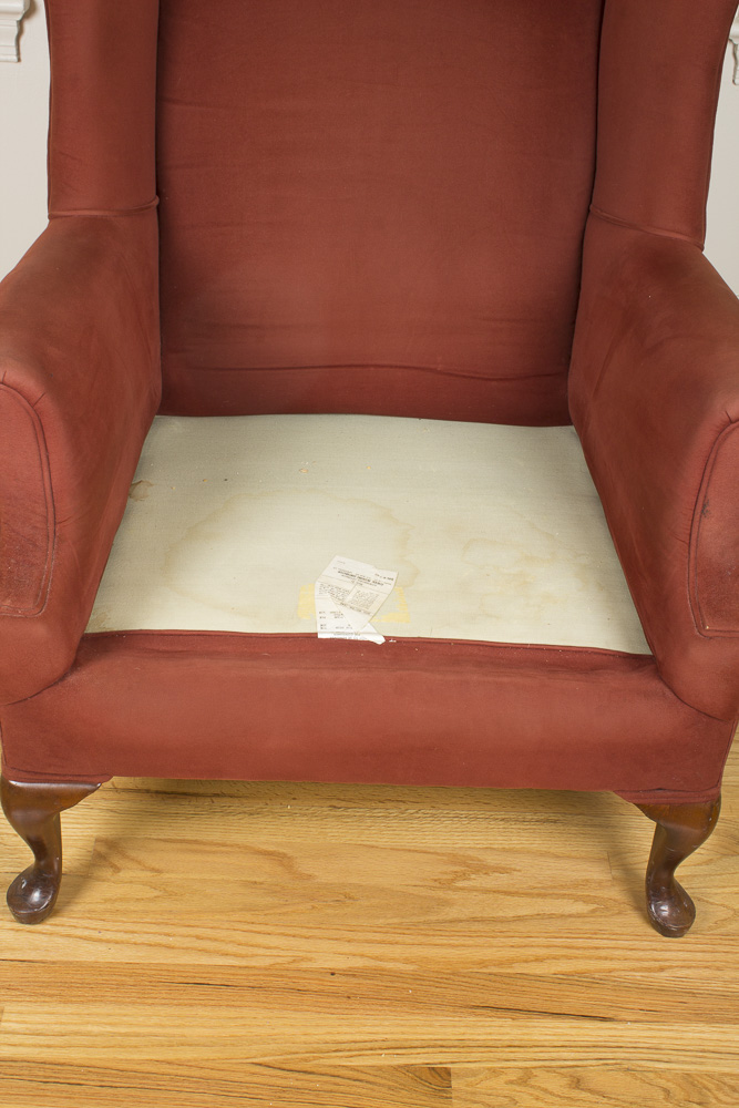 Queen Anne Style Upholstered Wing Chair by General Interiors Corp