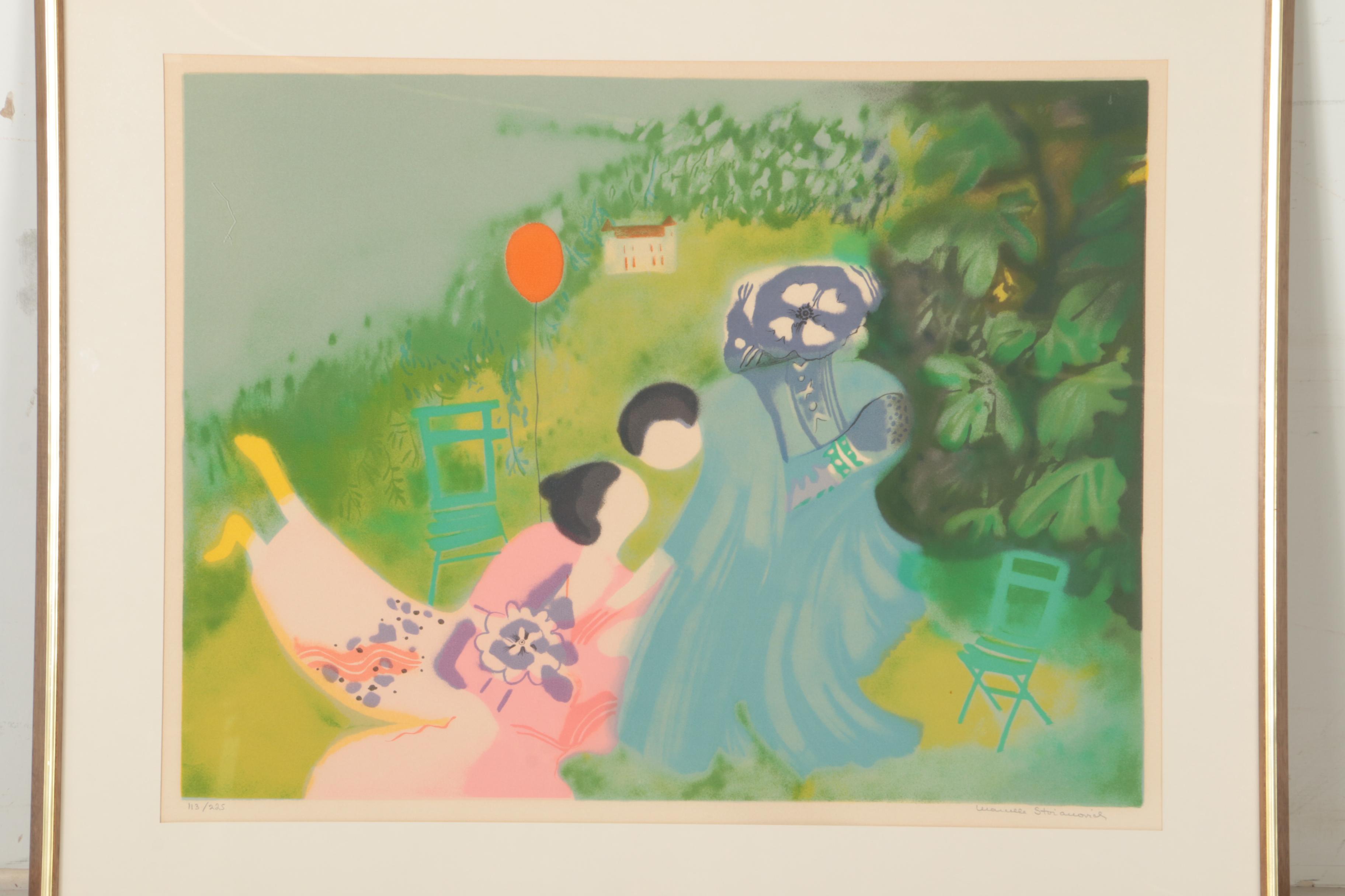 Marcelle Stoianovich Limited Edition Lithograph on Paper "Deux Japonaises en Ile de France"