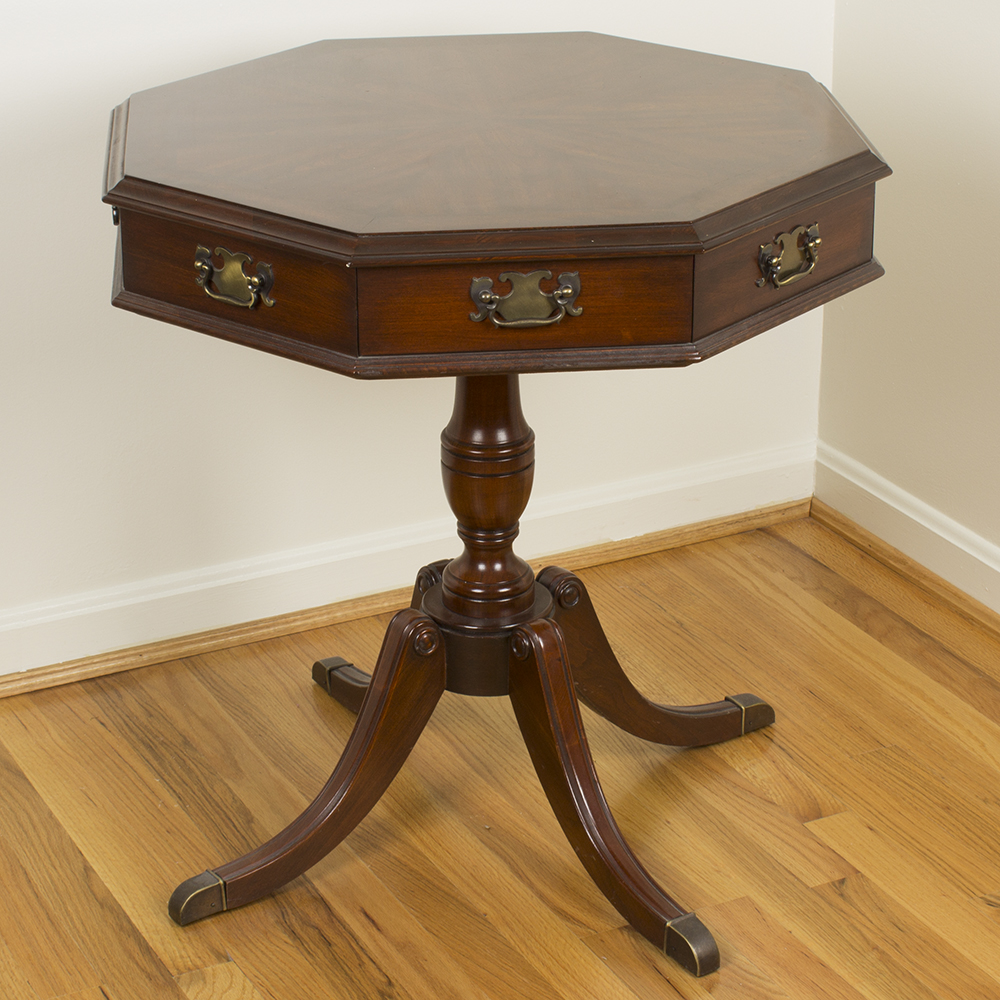 Federal Style Octagonal Side Table With Four Drawers