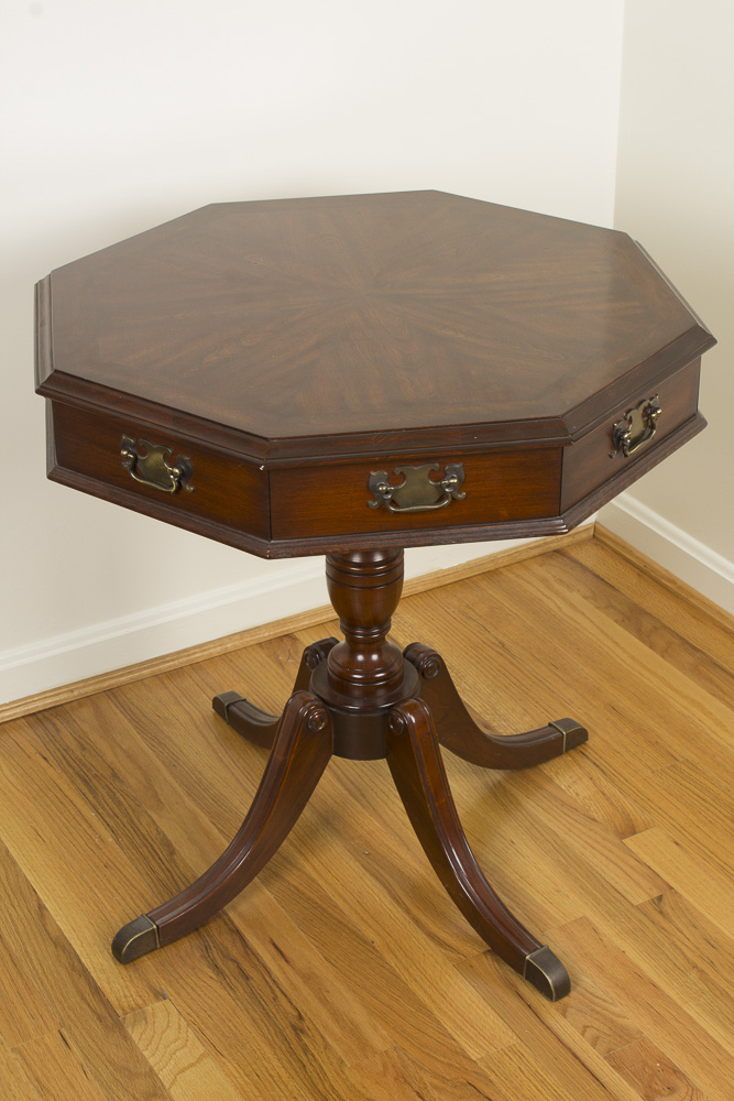 Federal Style Octagonal Side Table With Four Drawers