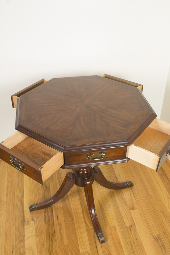 Federal Style Octagonal Side Table With Four Drawers